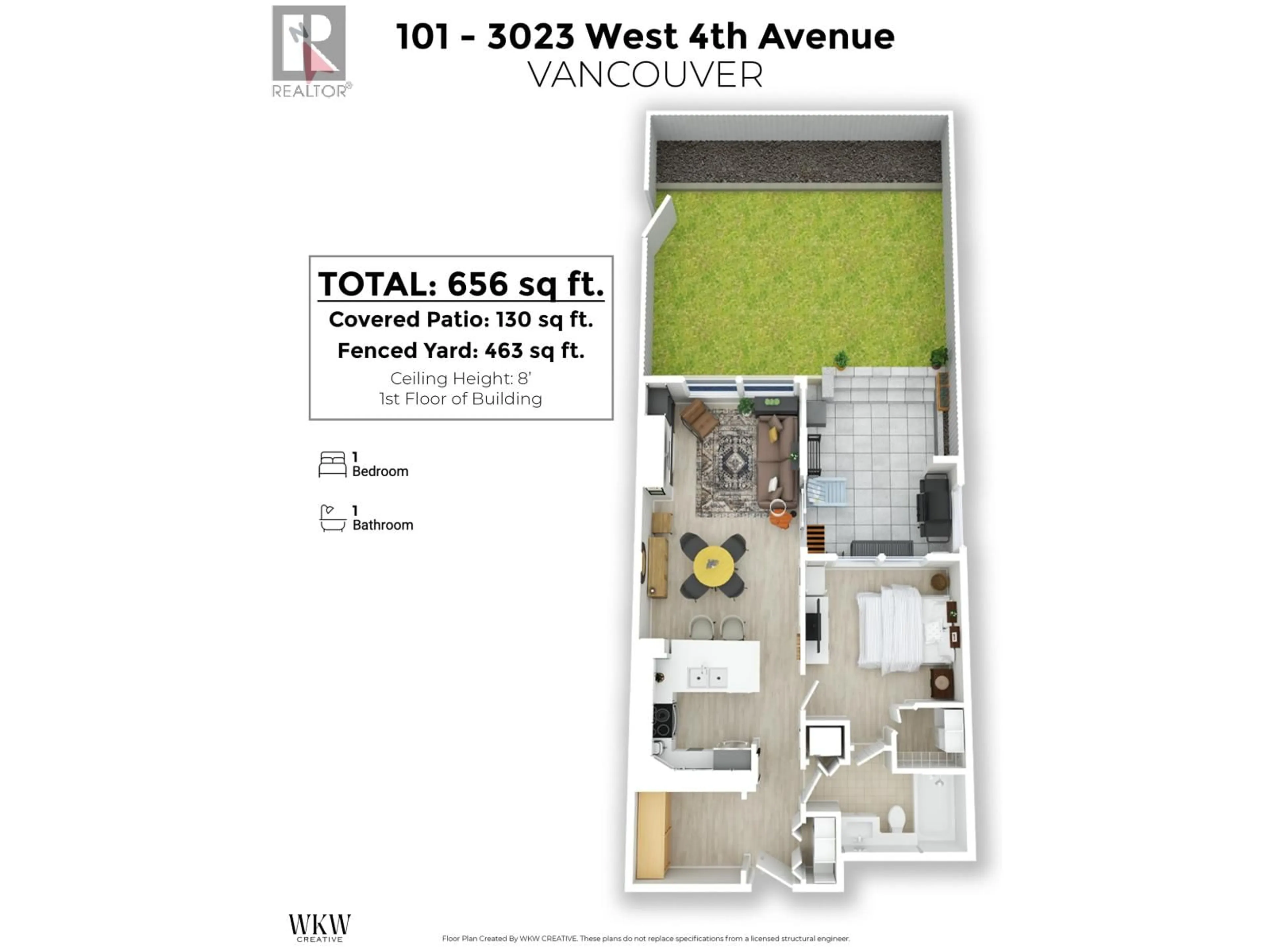 Floor plan for 101 - 3023 4TH AVENUE, Vancouver British Columbia V6K1R5