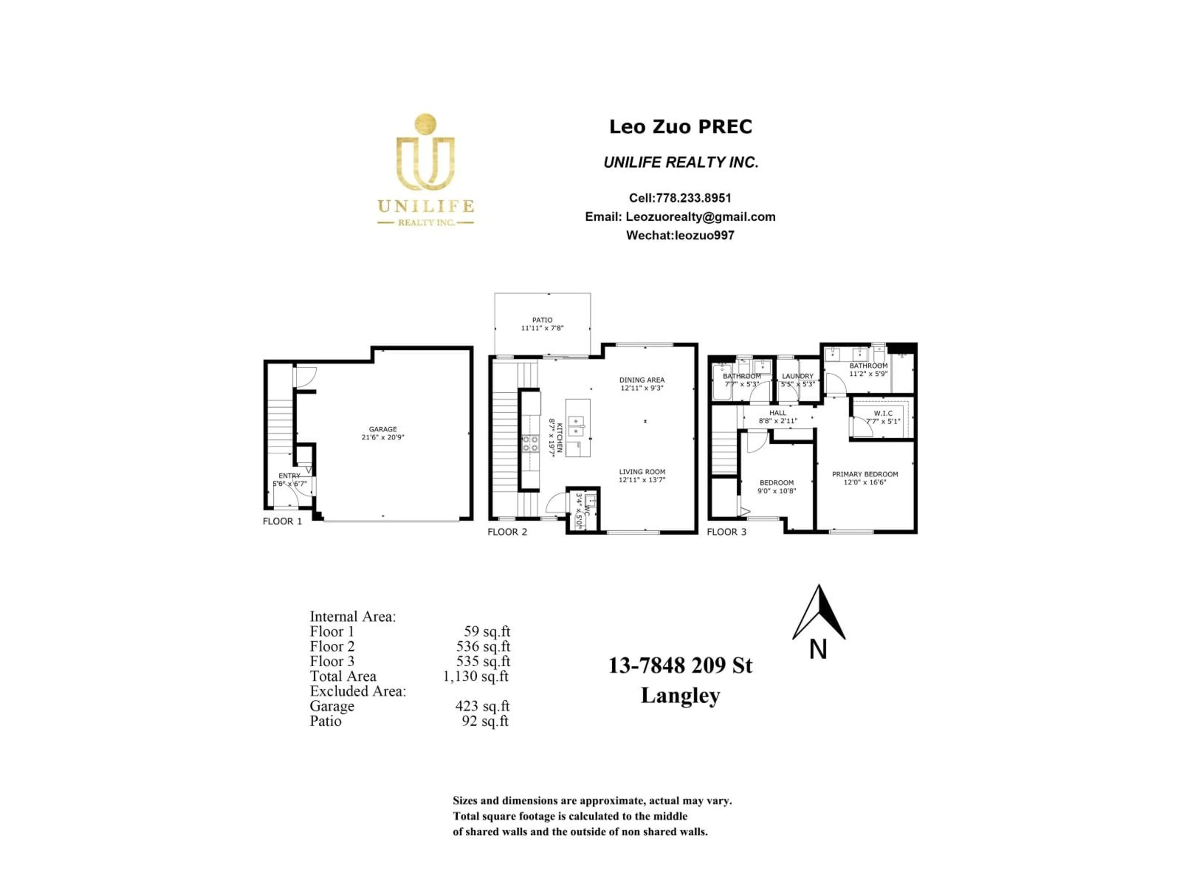 Floor plan for 13 - 7848 209 STREET, Langley British Columbia V2Y0M4