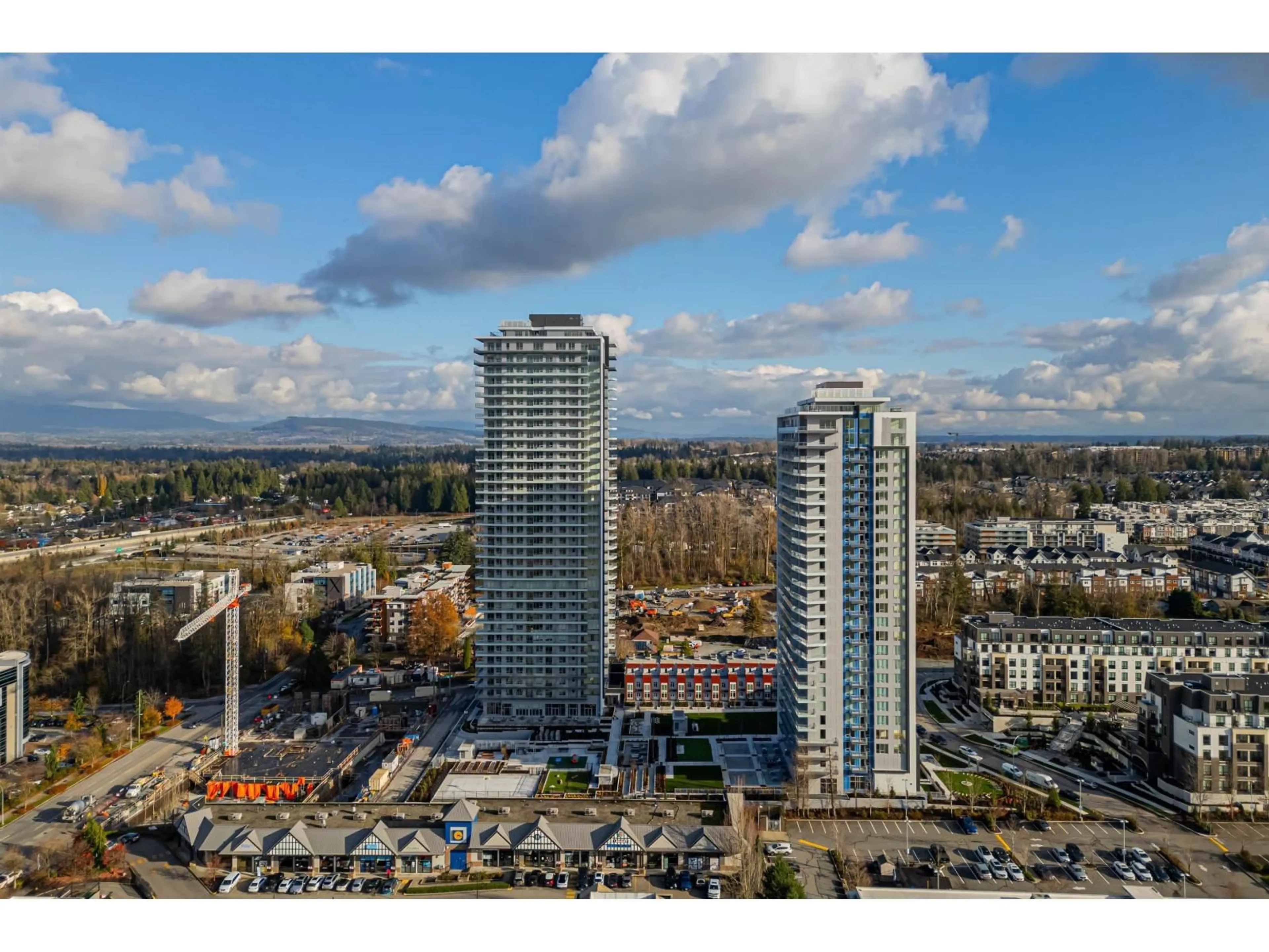 A pic from outside/outdoor area/front of a property/back of a property/a pic from drone, city buildings view from balcony for 3404 - 8551 201 STREET, Langley British Columbia V2Y3Y5