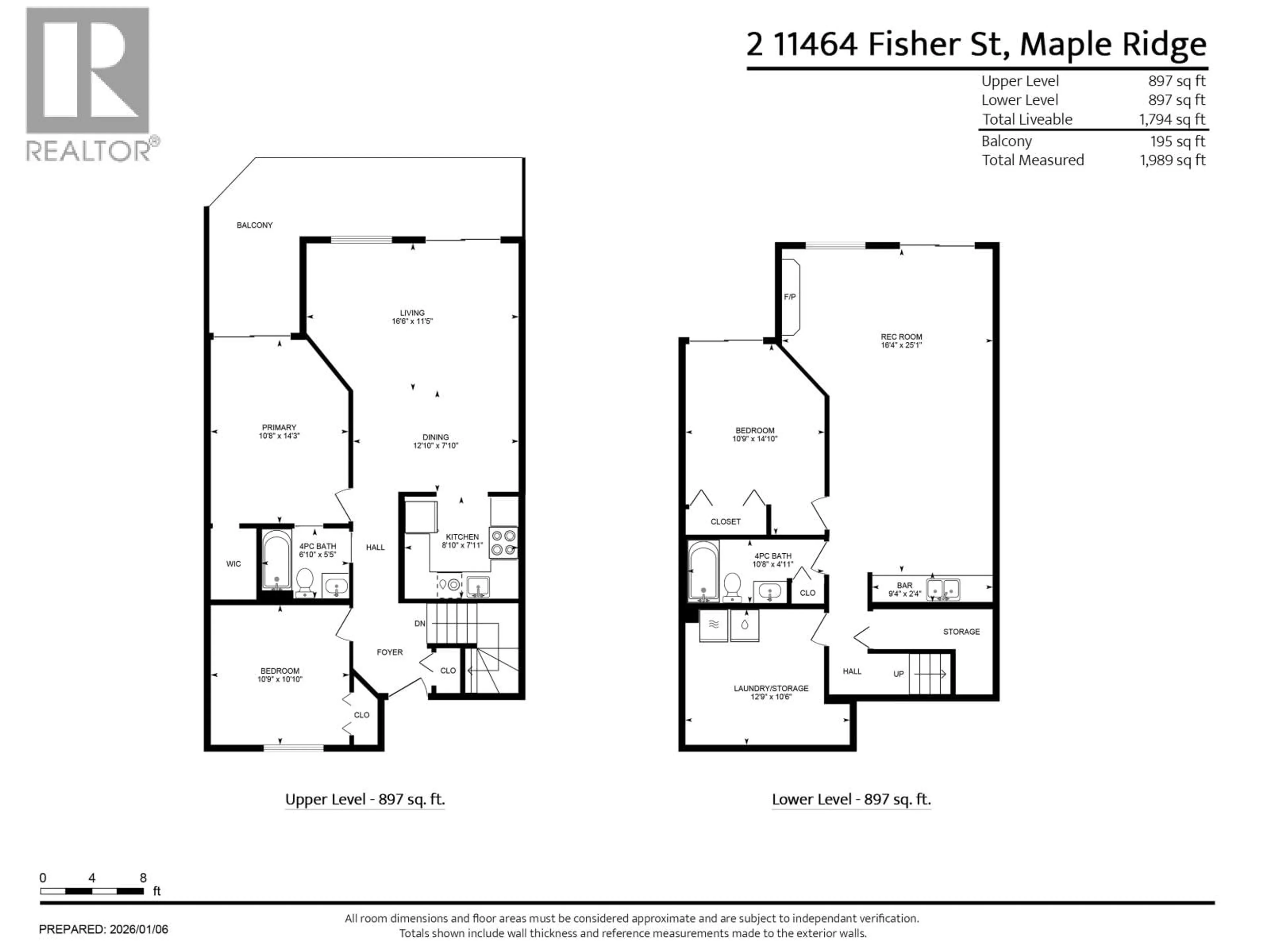Floor plan for 2 - 11464 FISHER STREET, Maple Ridge British Columbia V2X0H7