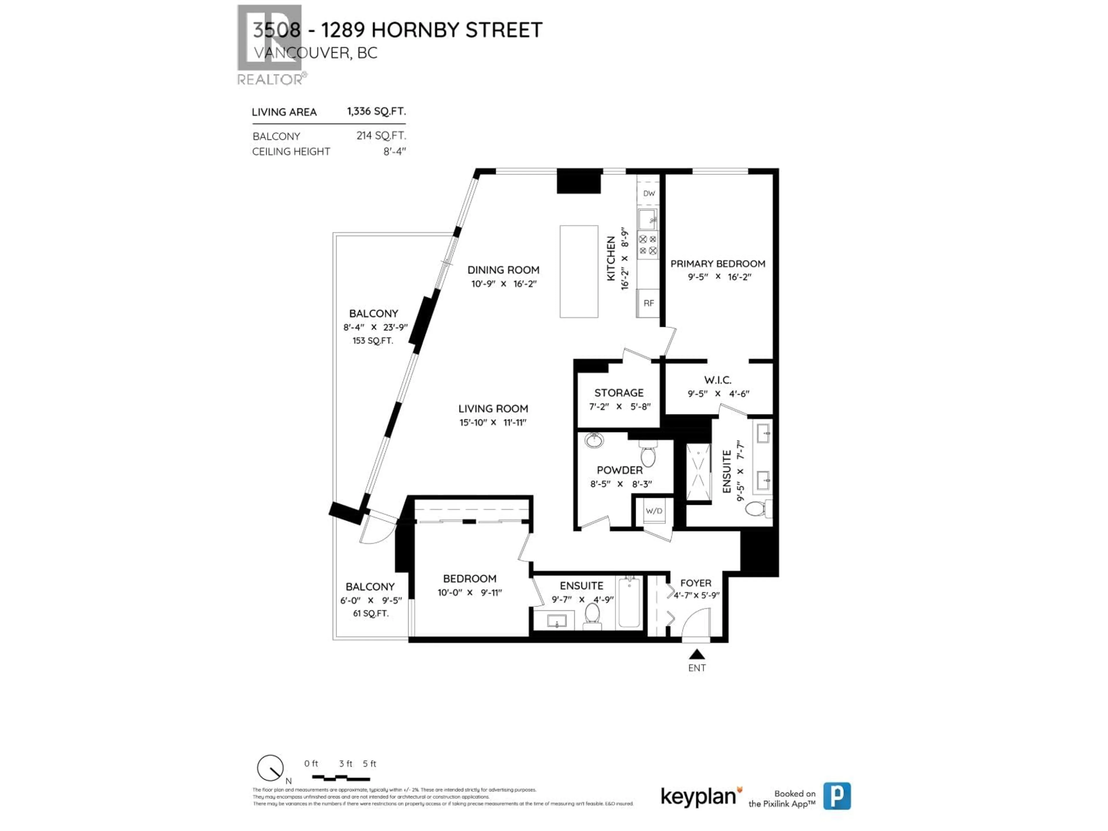 Floor plan for 3508 - 1289 HORNBY STREET, Vancouver British Columbia V6Z0G7