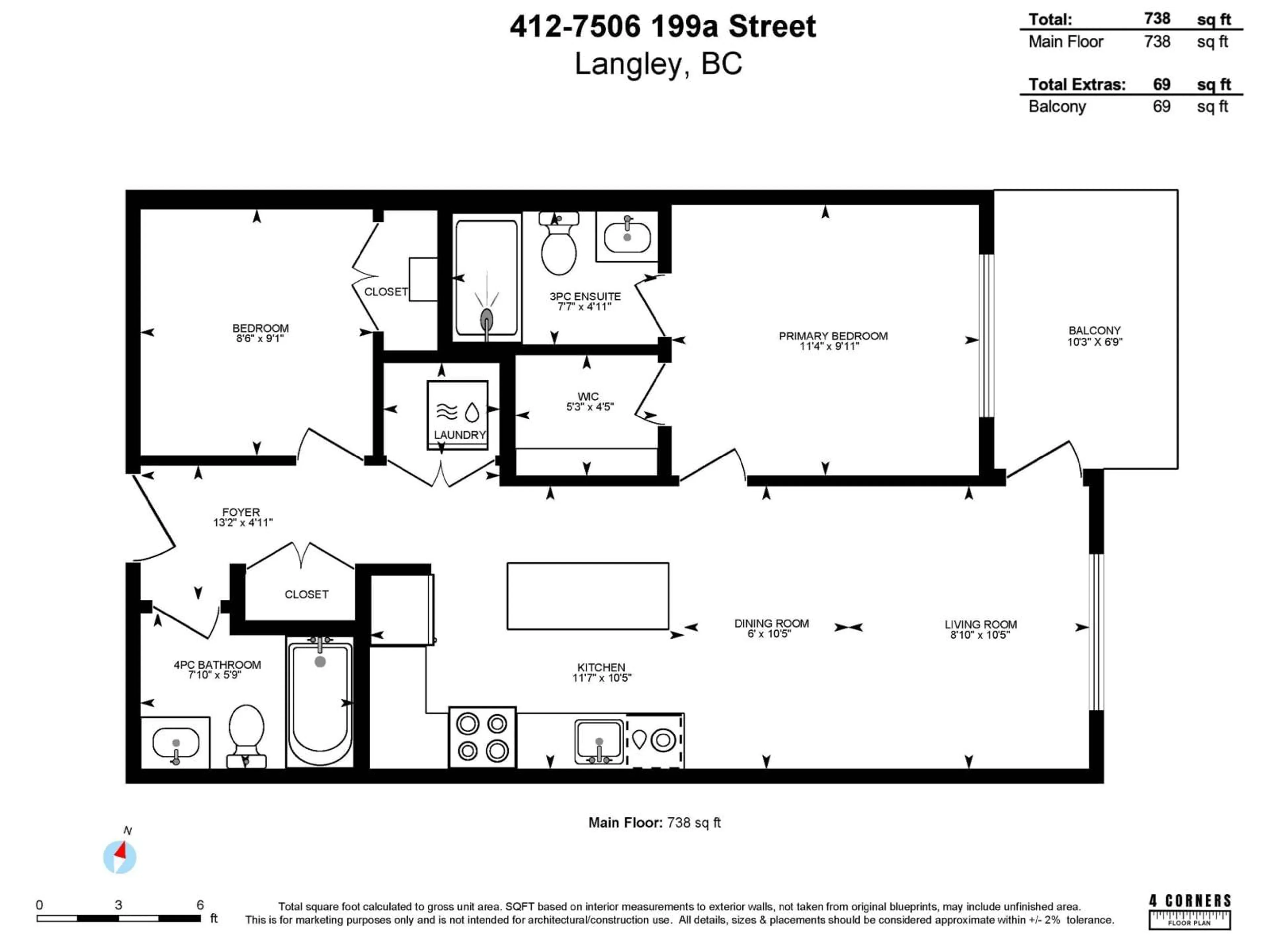 Floor plan for 412 - 7506 199A STREET, Langley British Columbia V2Y3K9