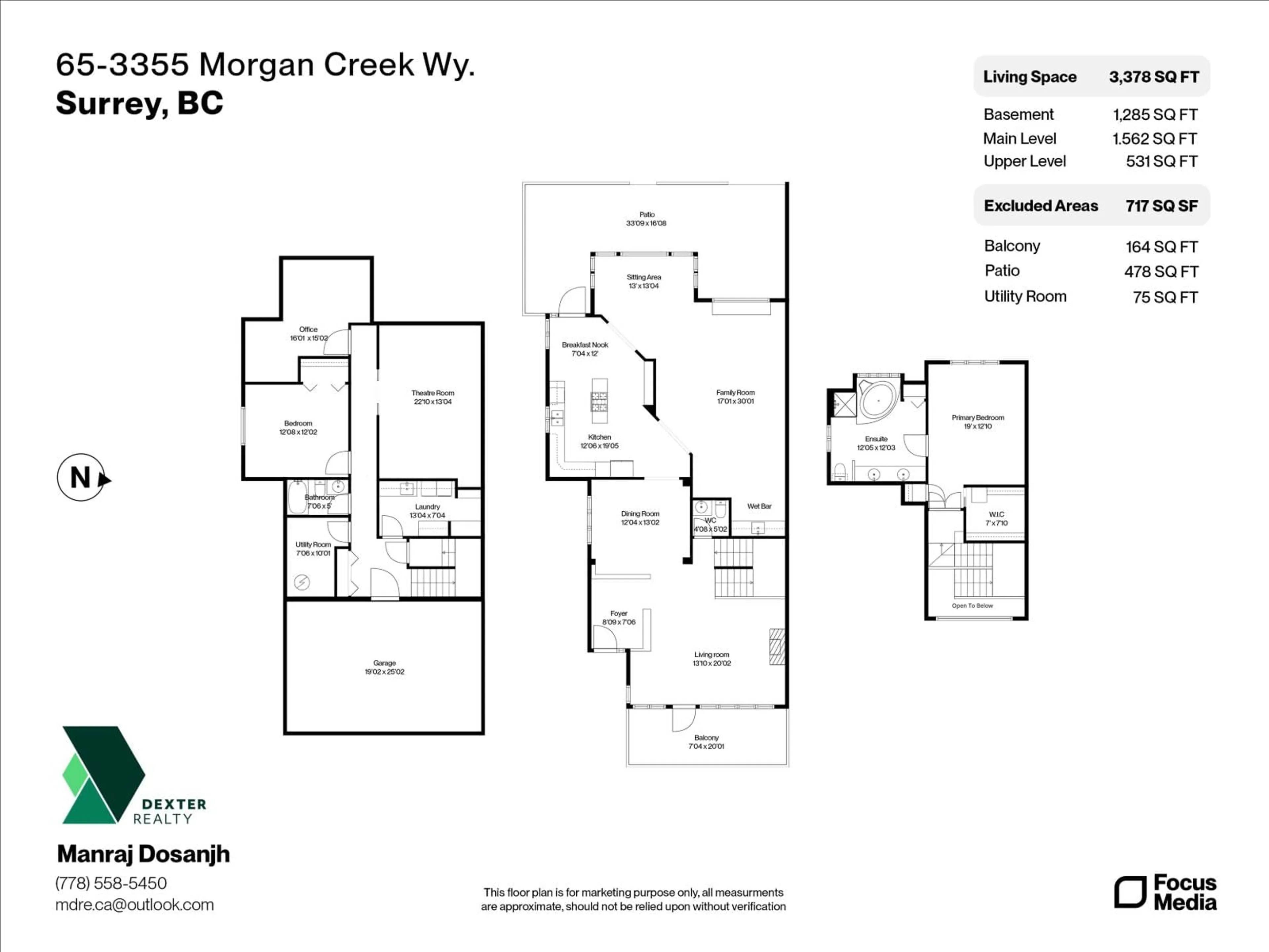 Floor plan for 65 - 3355 MORGAN CREEK WAY, Surrey British Columbia V3Z0J9