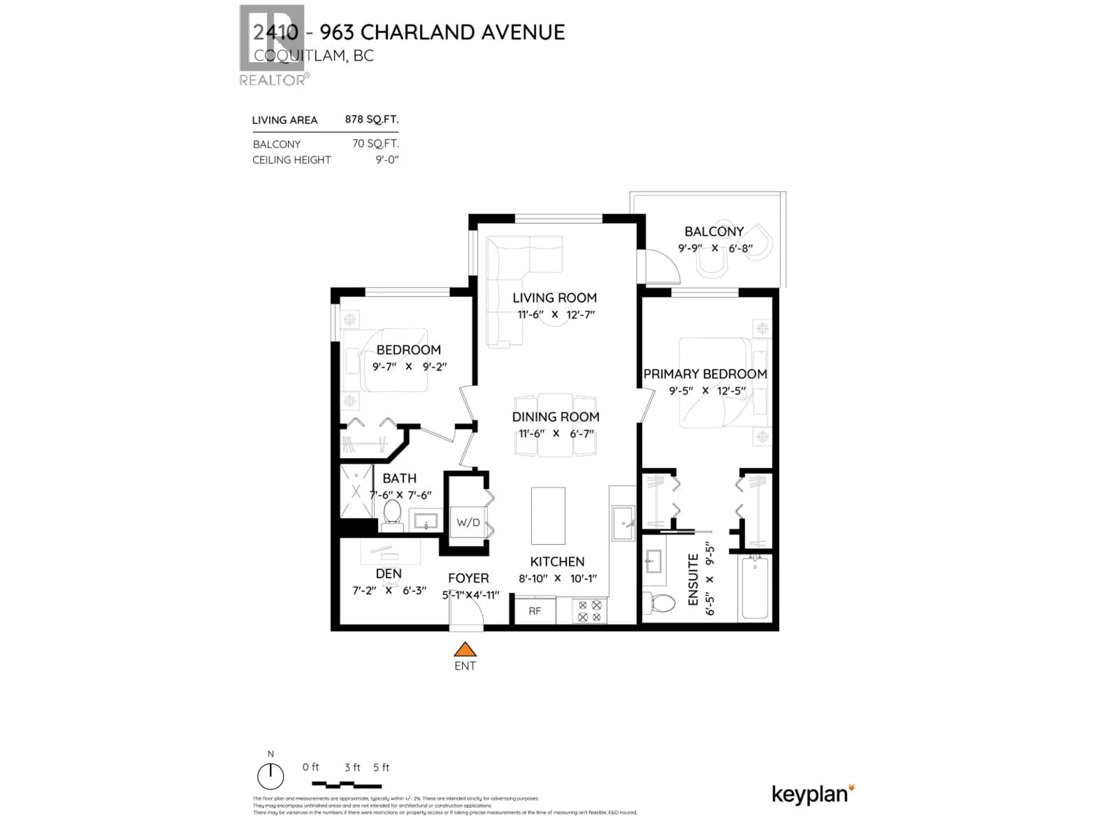 Floor plan for 2410 - 963 CHARLAND AVENUE, Coquitlam British Columbia V3K0E2