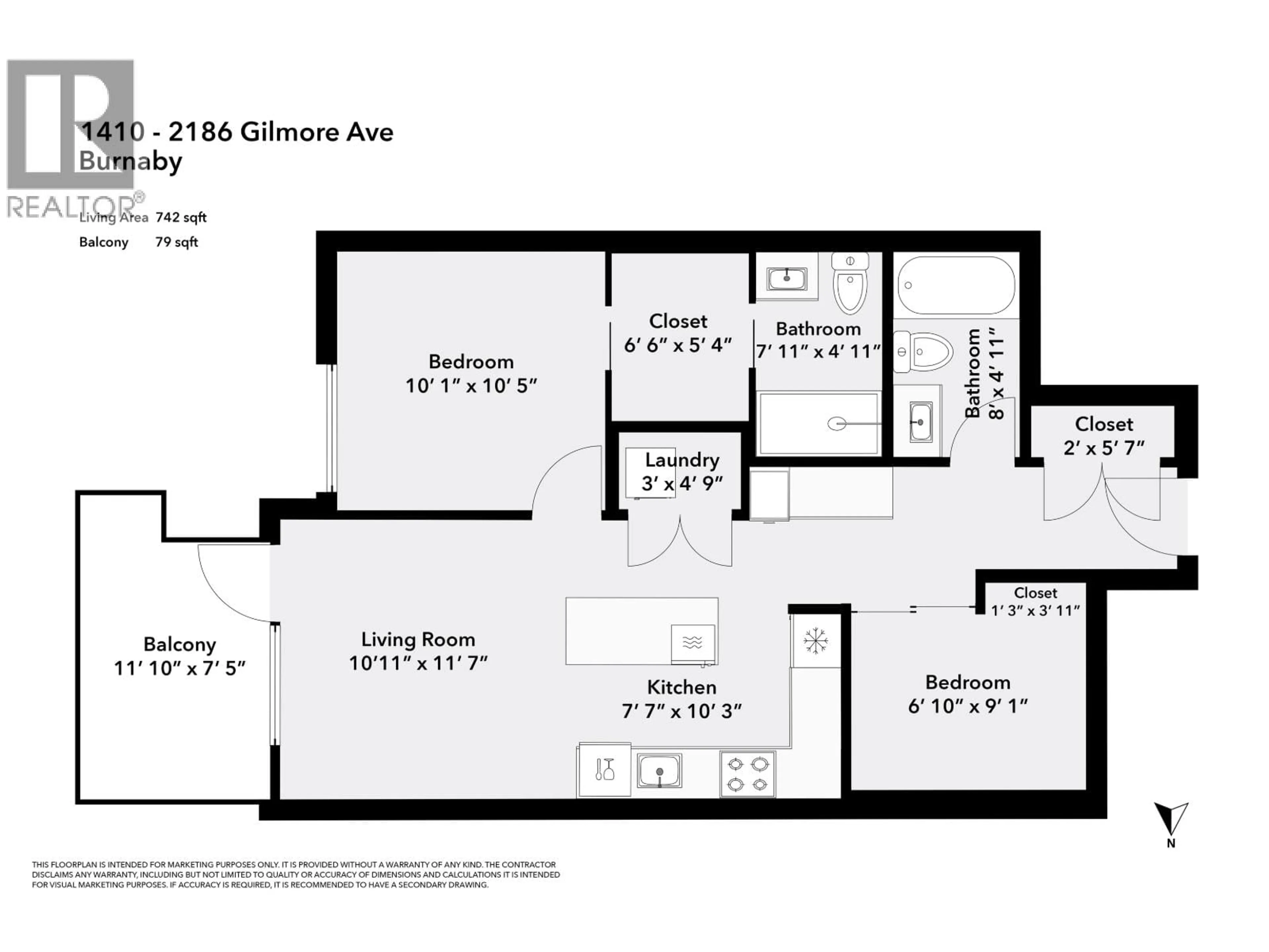 Floor plan for 1410 - 2186 GILMORE AVENUE, Burnaby British Columbia V5C0N7