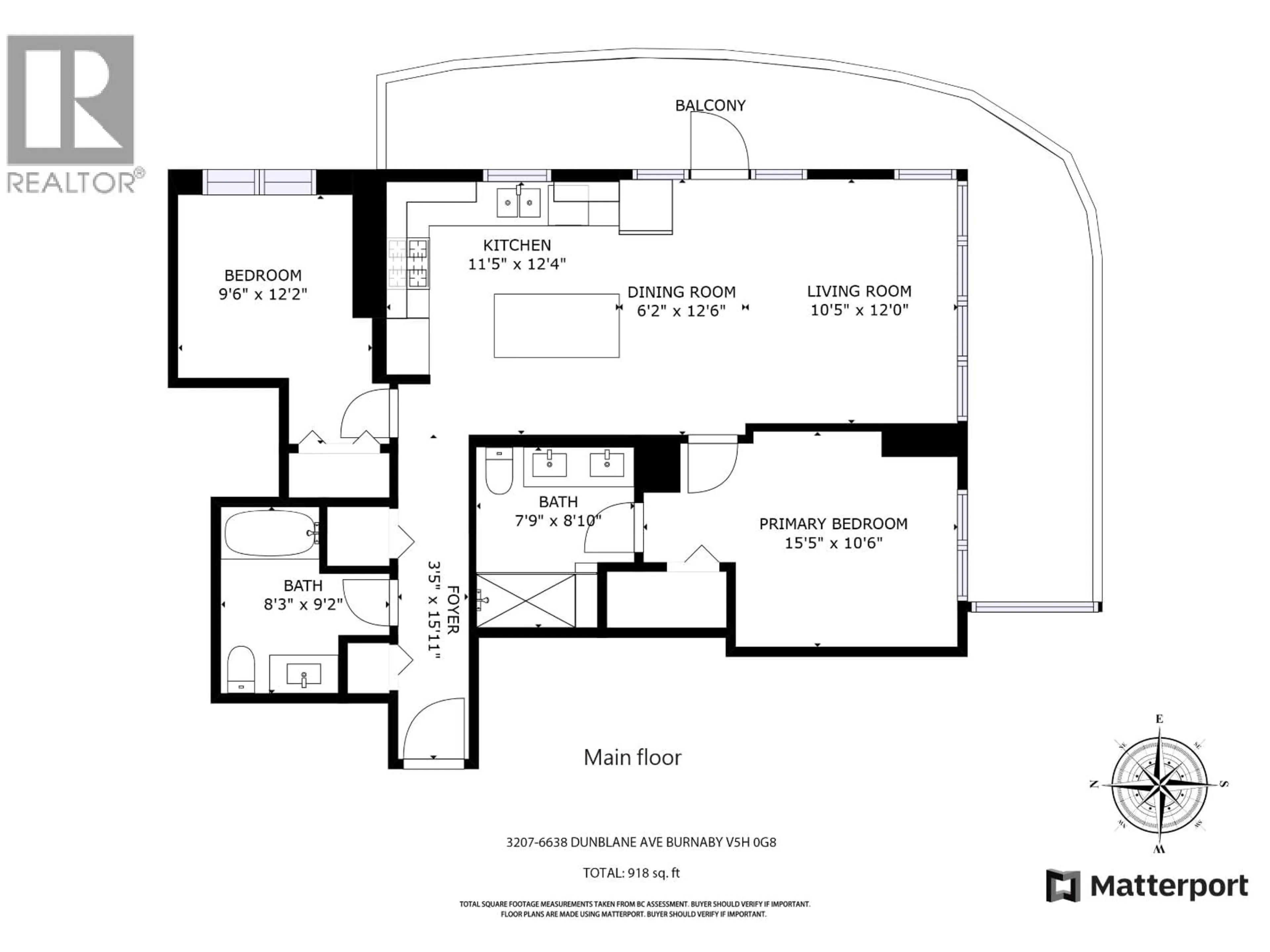 Floor plan for 3207 - 6638 DUNBLANE AVENUE, Burnaby British Columbia V5H0G8