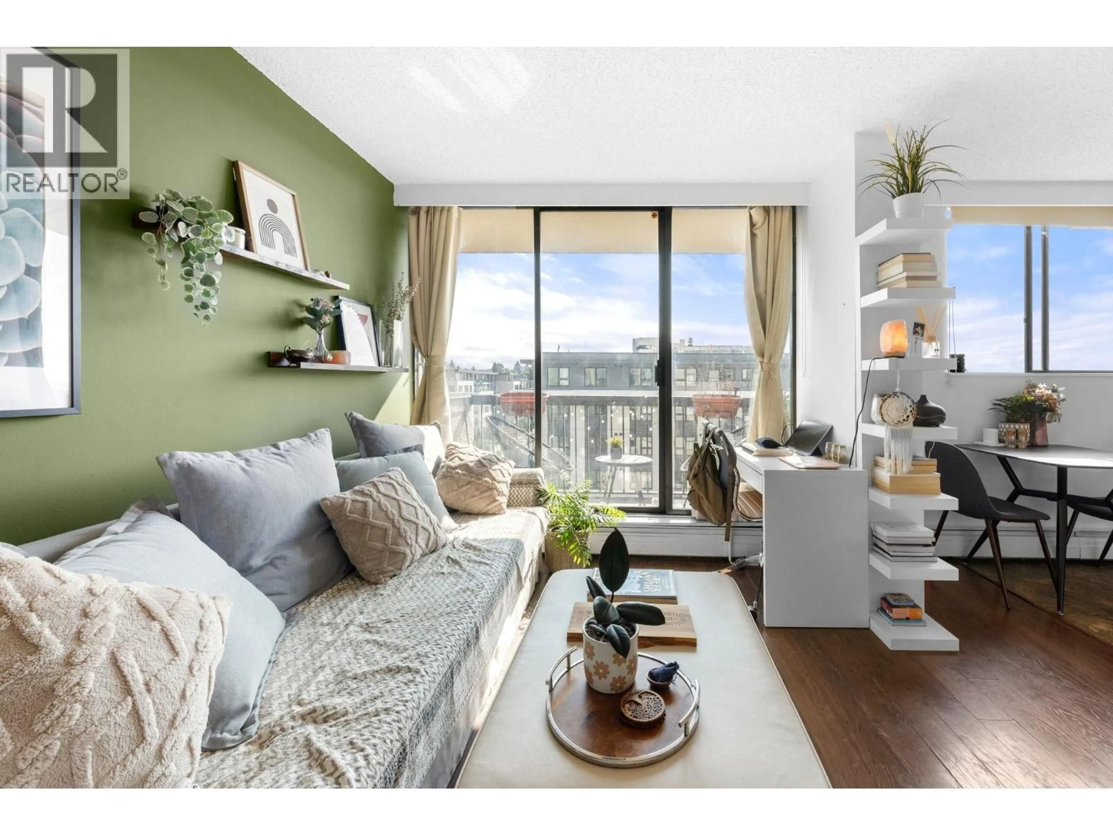 Living room with furniture, wood/laminate floor for 706 - 145 ST. GEORGES AVENUE, North Vancouver British Columbia V7L3G8