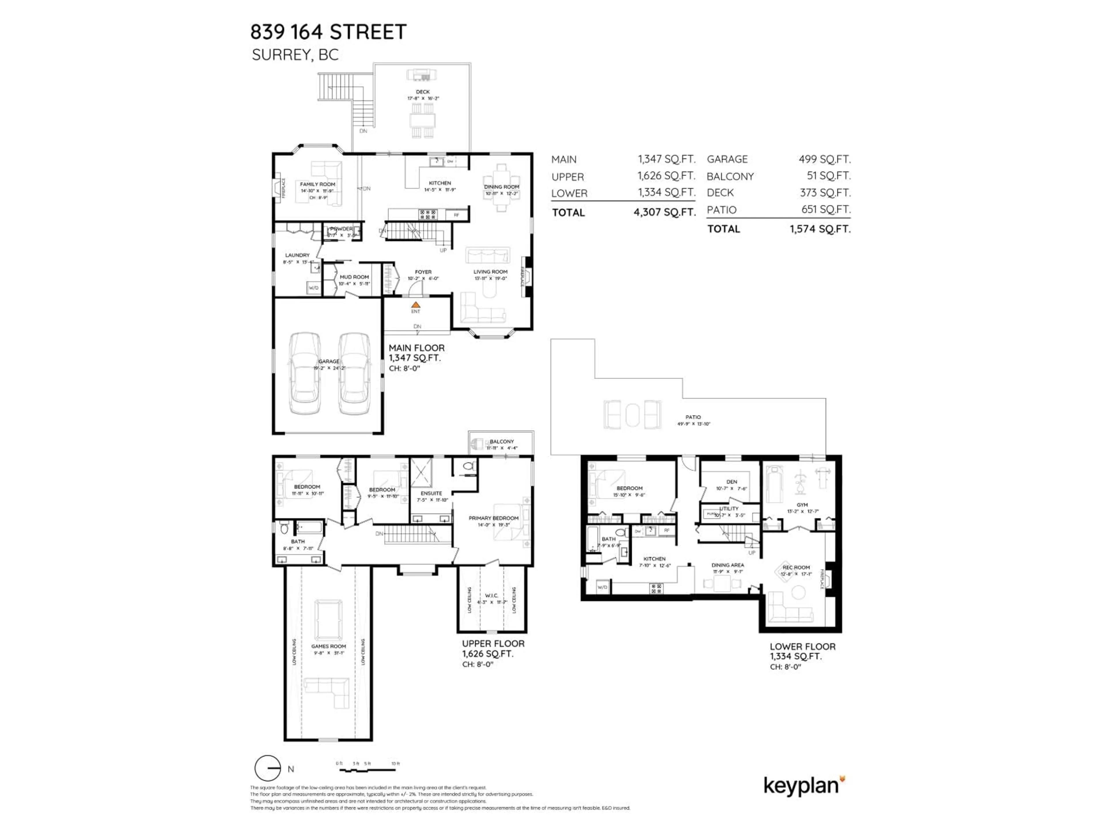 Floor plan for 839 164 STREET, Surrey British Columbia V4A4Y4