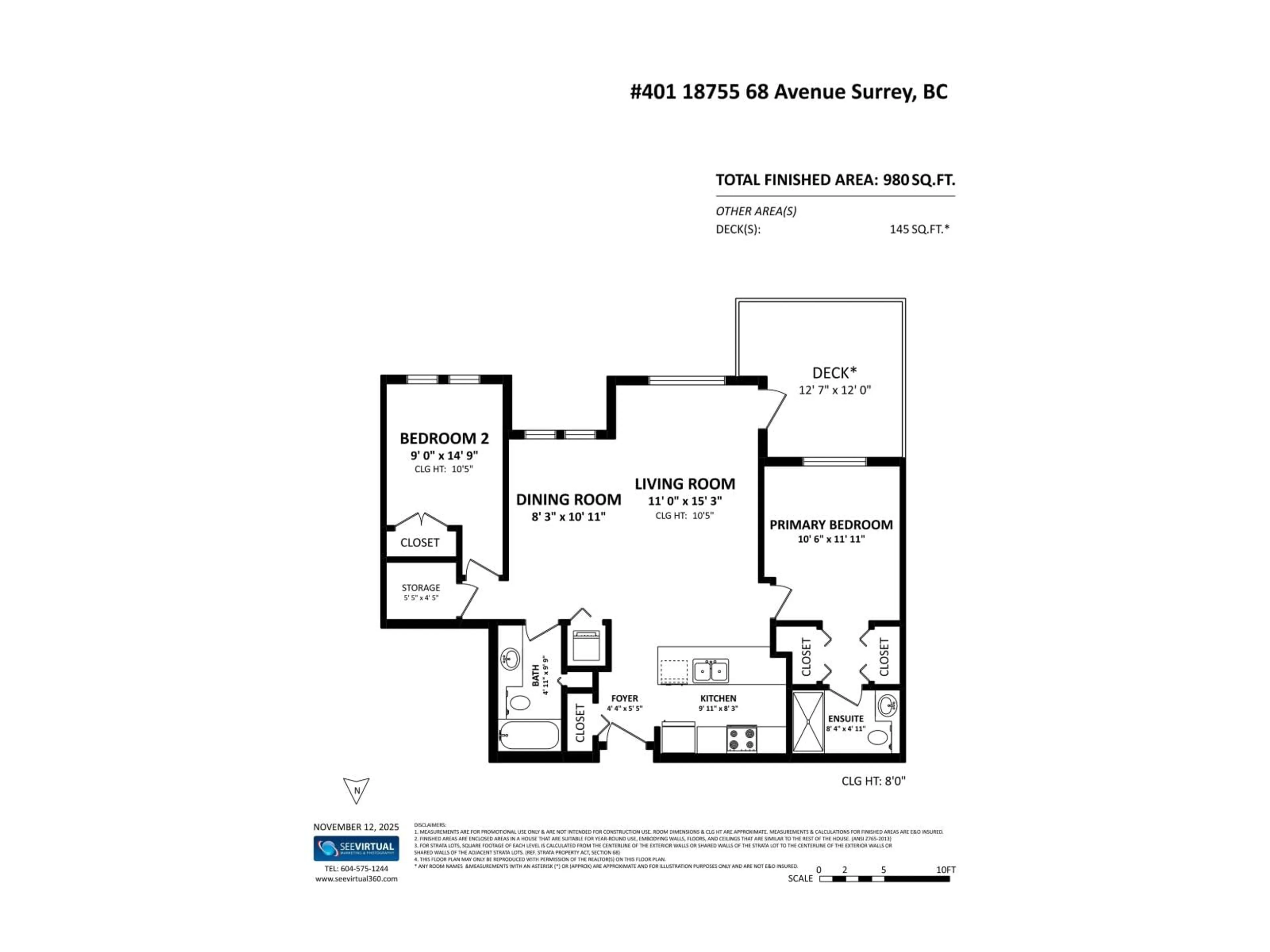 Floor plan for 401 - 18755 68 AVENUE, Surrey British Columbia V4N0Z9