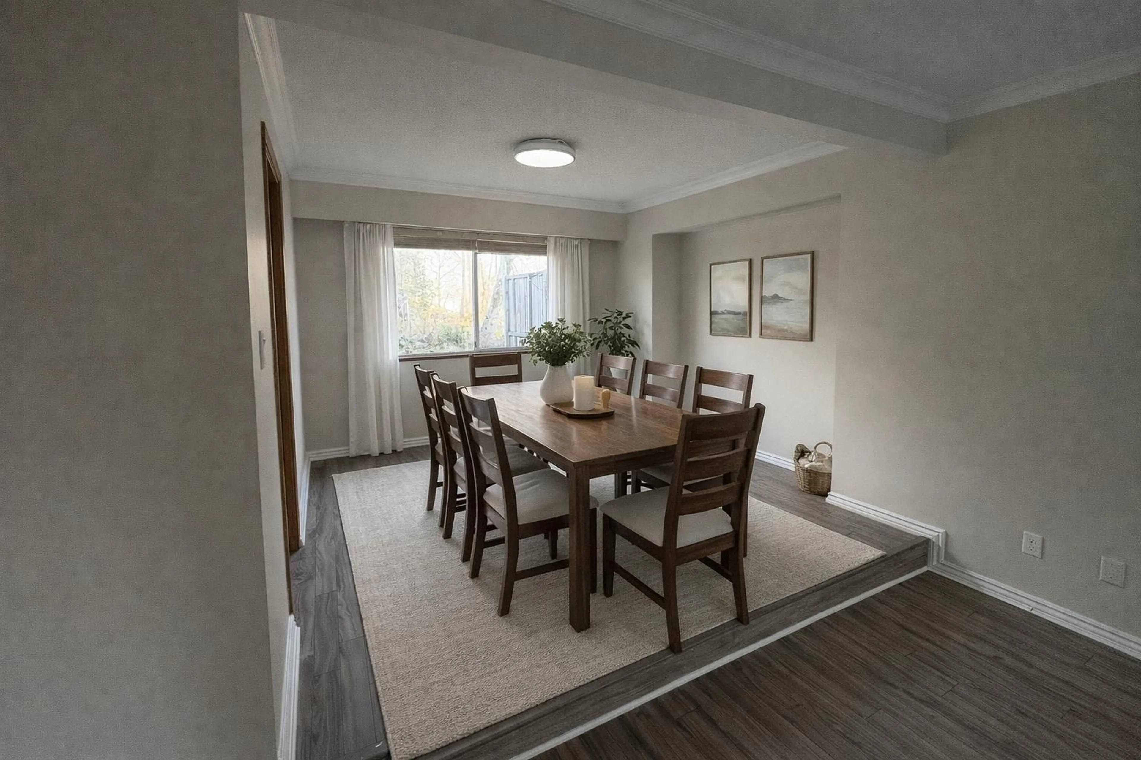 Dining room, wood/laminate floor for 11486 81A AVENUE, Delta British Columbia V4C2A6