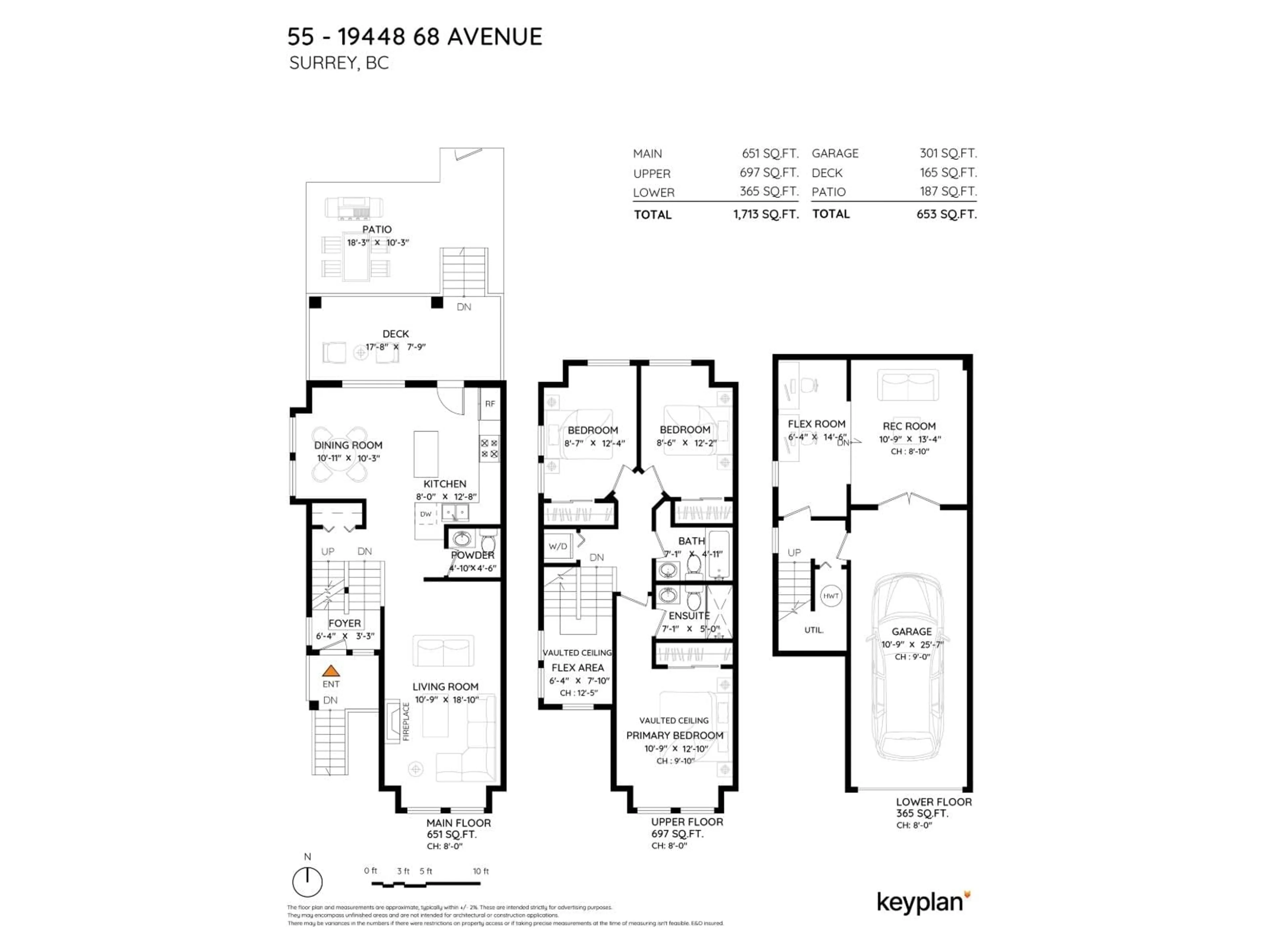 Floor plan for 55 - 19448 68 AVENUE, Surrey British Columbia V4N5V5