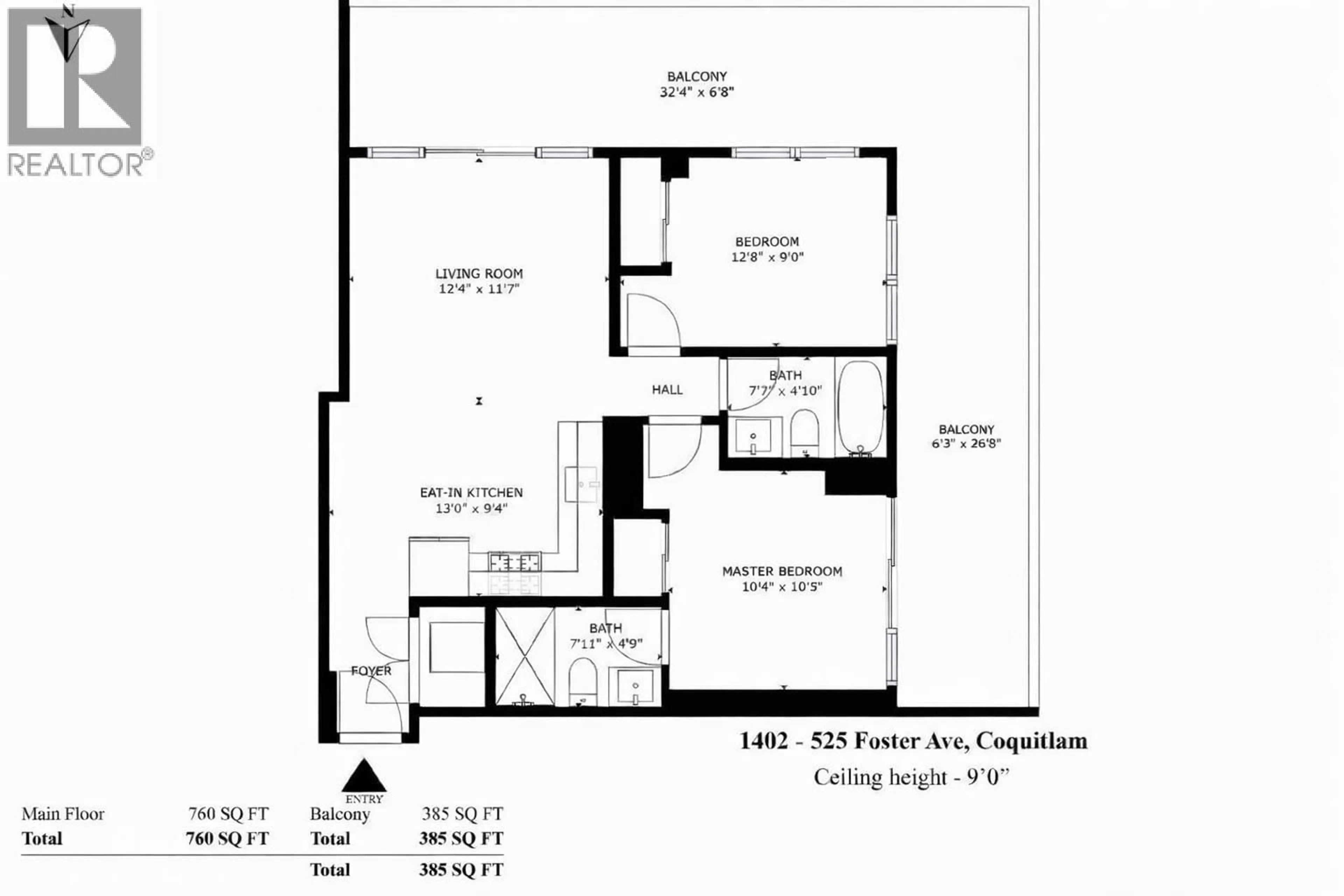 Floor plan for 1402 - 525 FOSTER AVENUE, Coquitlam British Columbia V3J0H6