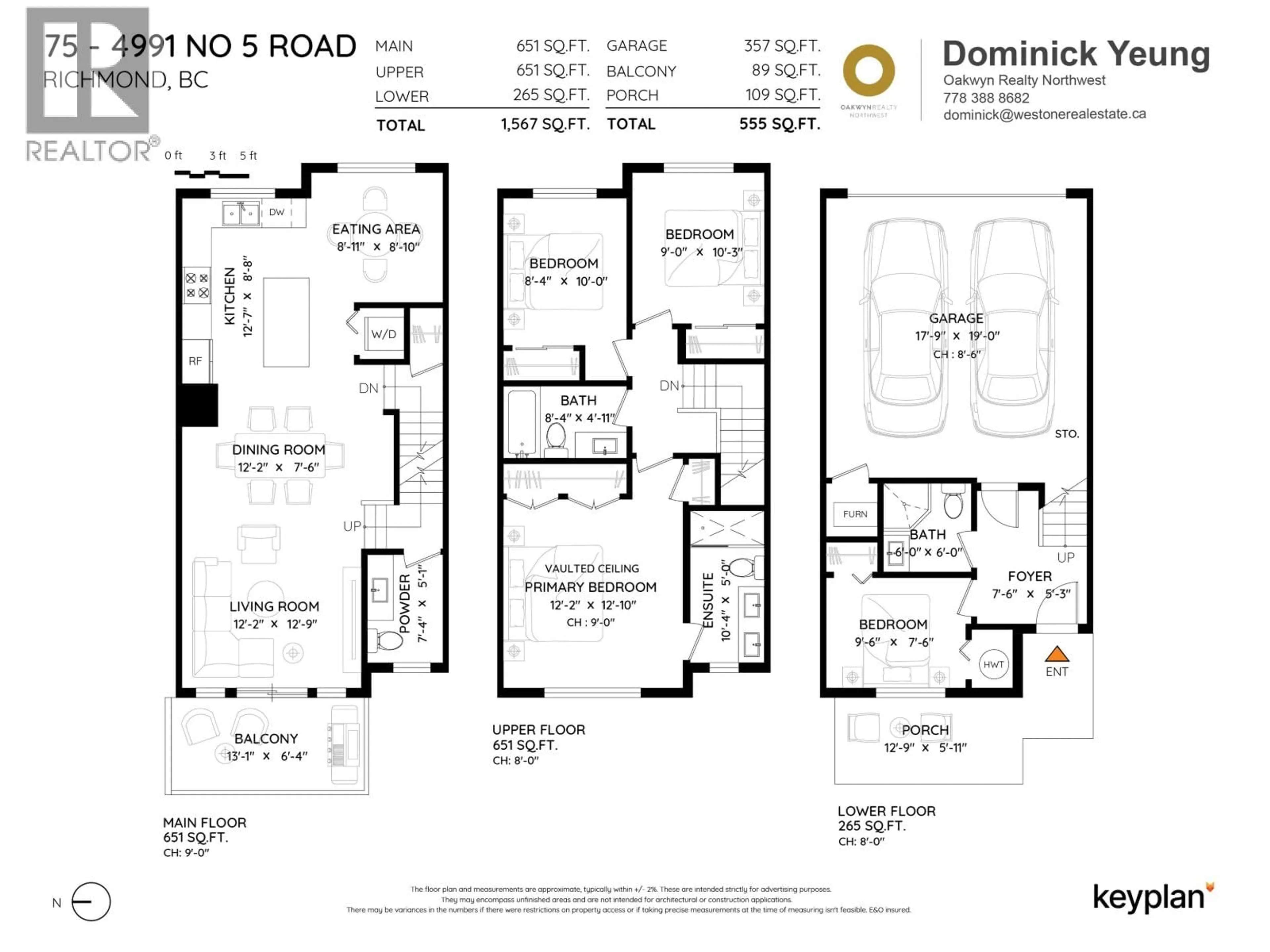 Floor plan for 75 - 4991 NO.5 ROAD, Richmond British Columbia V6X0S9