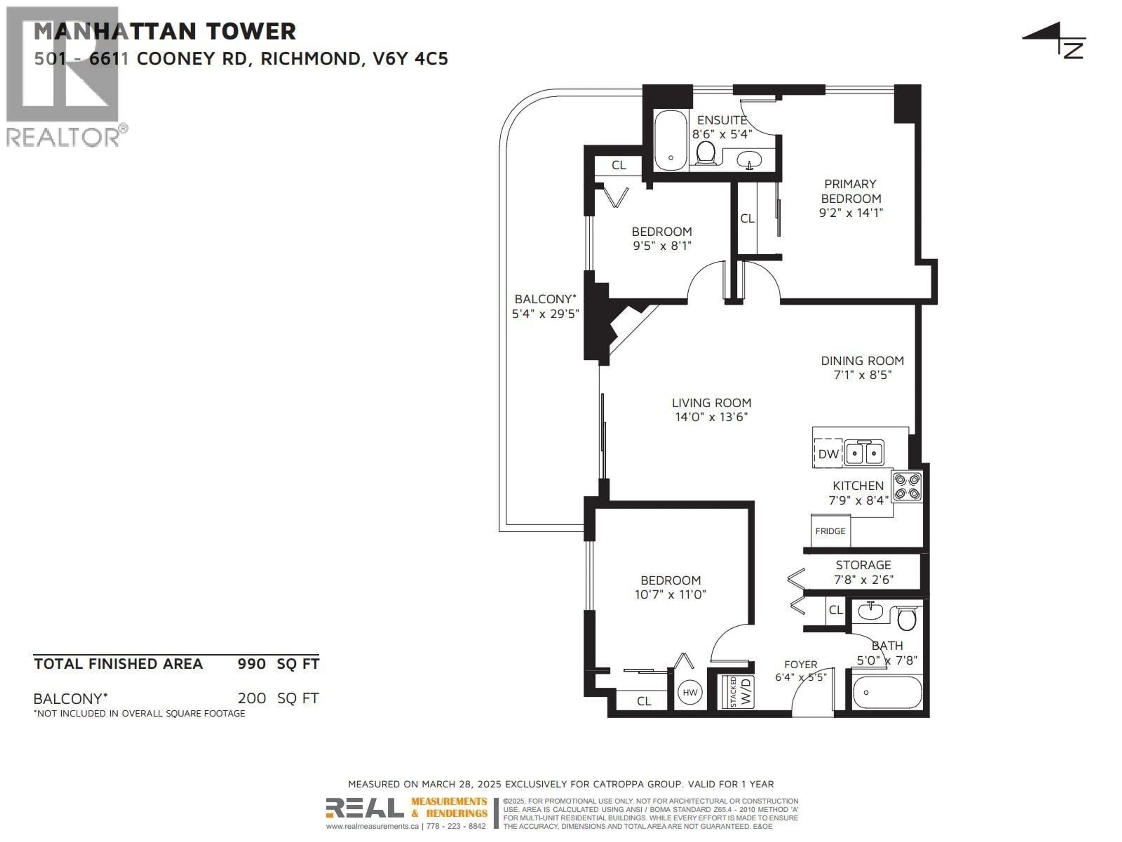 Floor plan for 501 - 6611 COONEY ROAD, Richmond British Columbia V6Y4C5