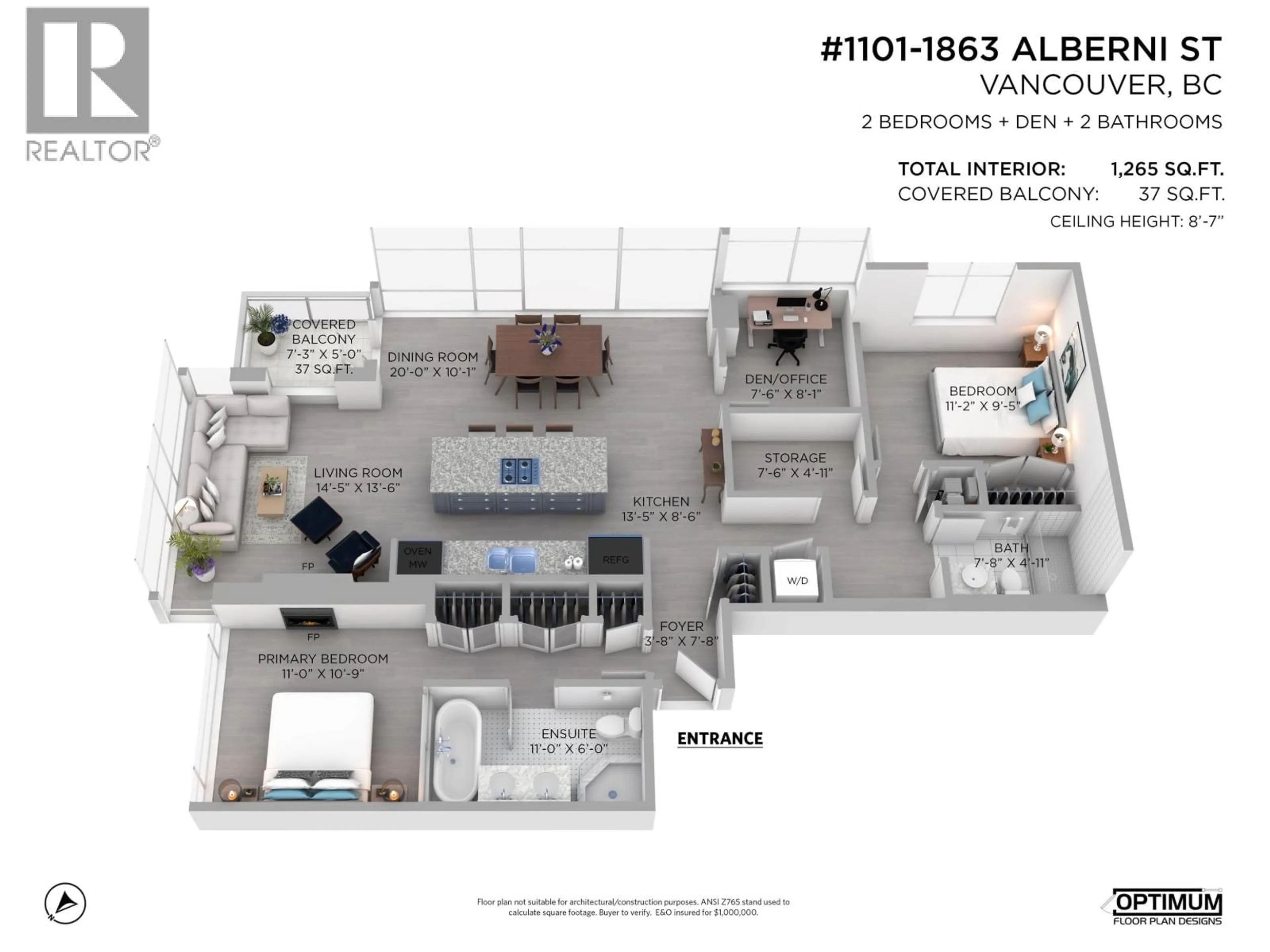 Floor plan for 1101 - 1863 ALBERNI STREET, Vancouver British Columbia V6G3H8