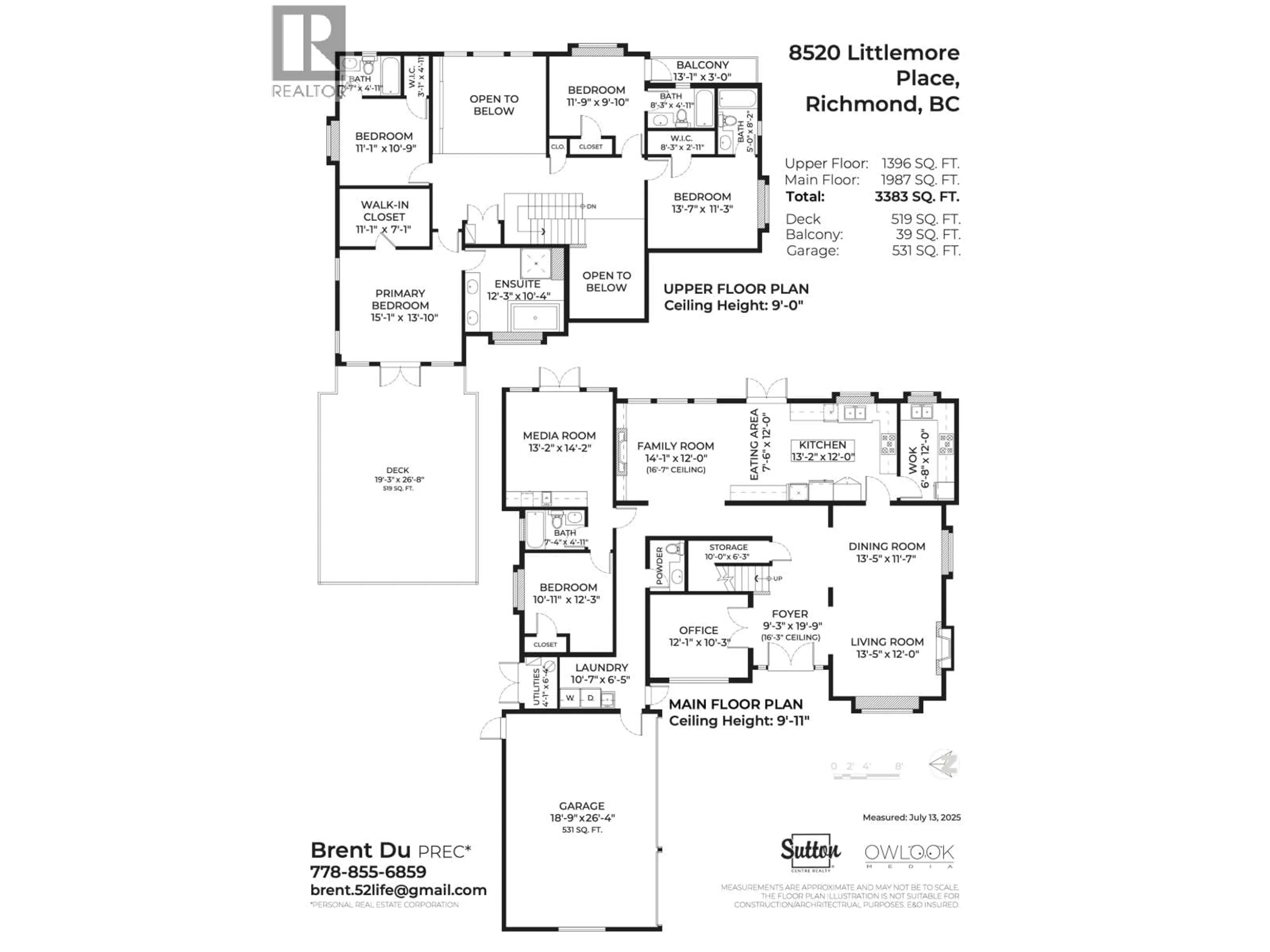 Floor plan for 8520 LITTLEMORE PLACE, Richmond British Columbia V7C1R7