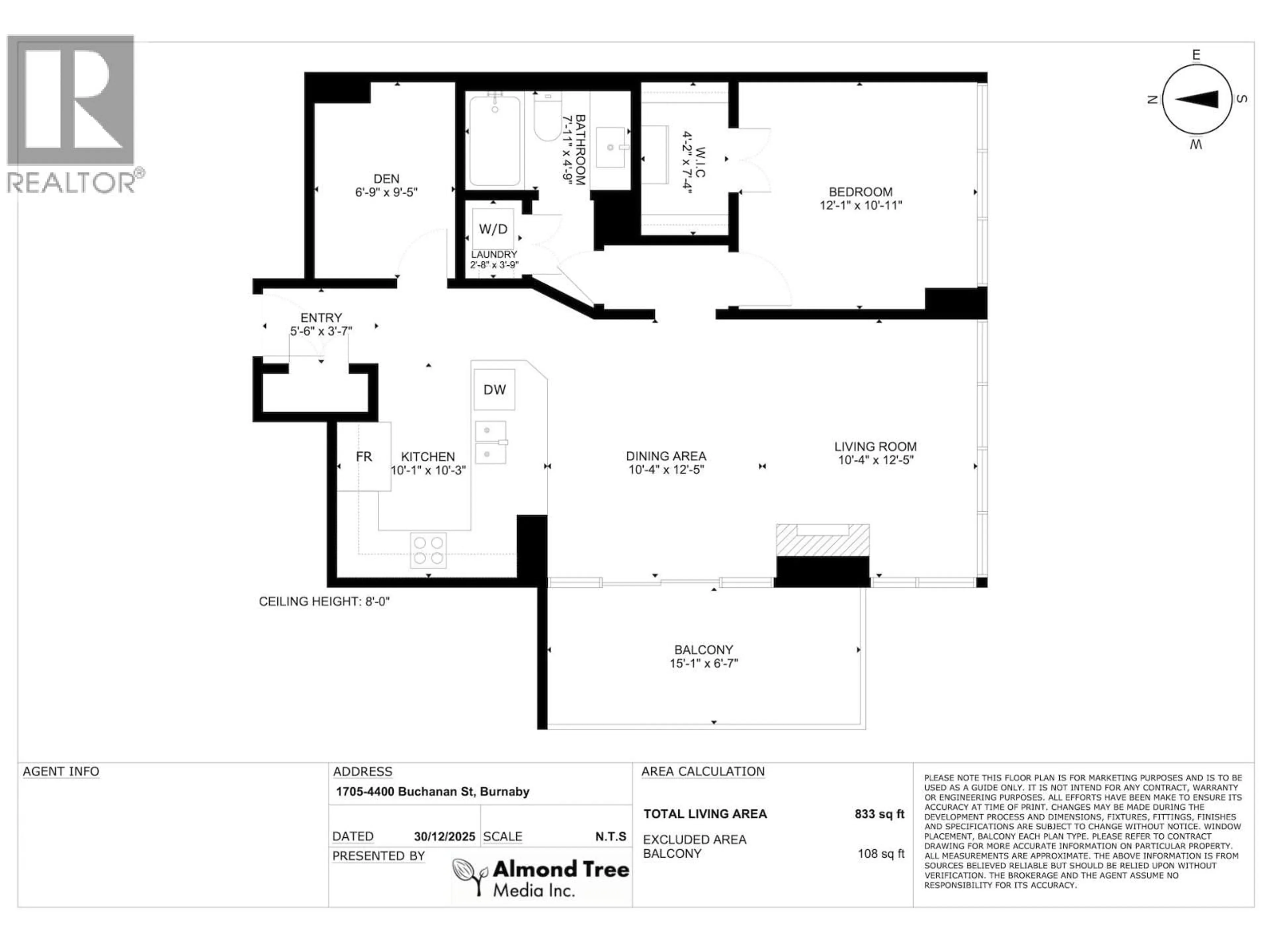 Floor plan for 1705 - 4400 BUCHANAN STREET, Burnaby British Columbia V5C0E3