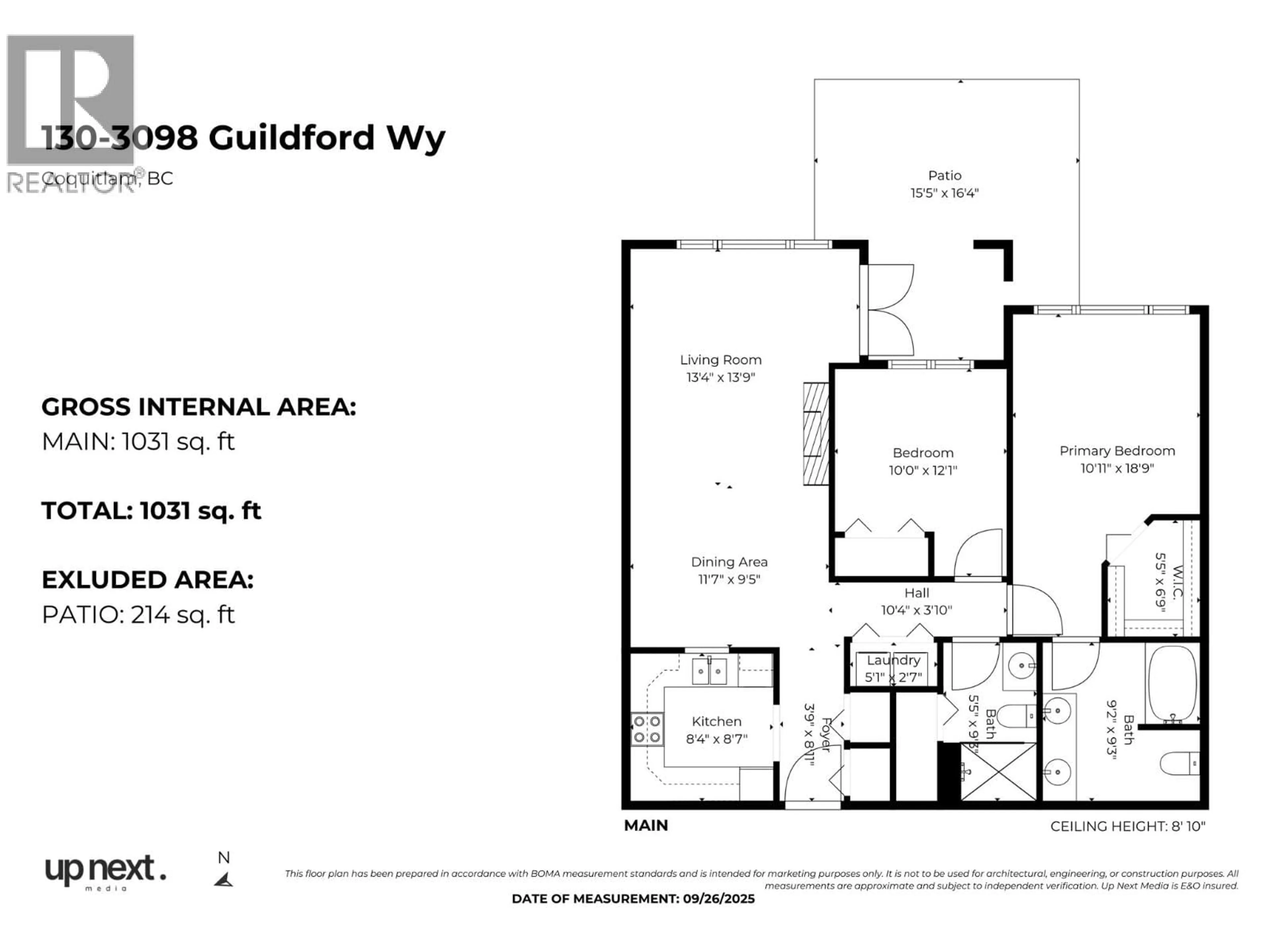 Floor plan for 130 - 3098 GUILDFORD WAY, Coquitlam British Columbia V3B7W8
