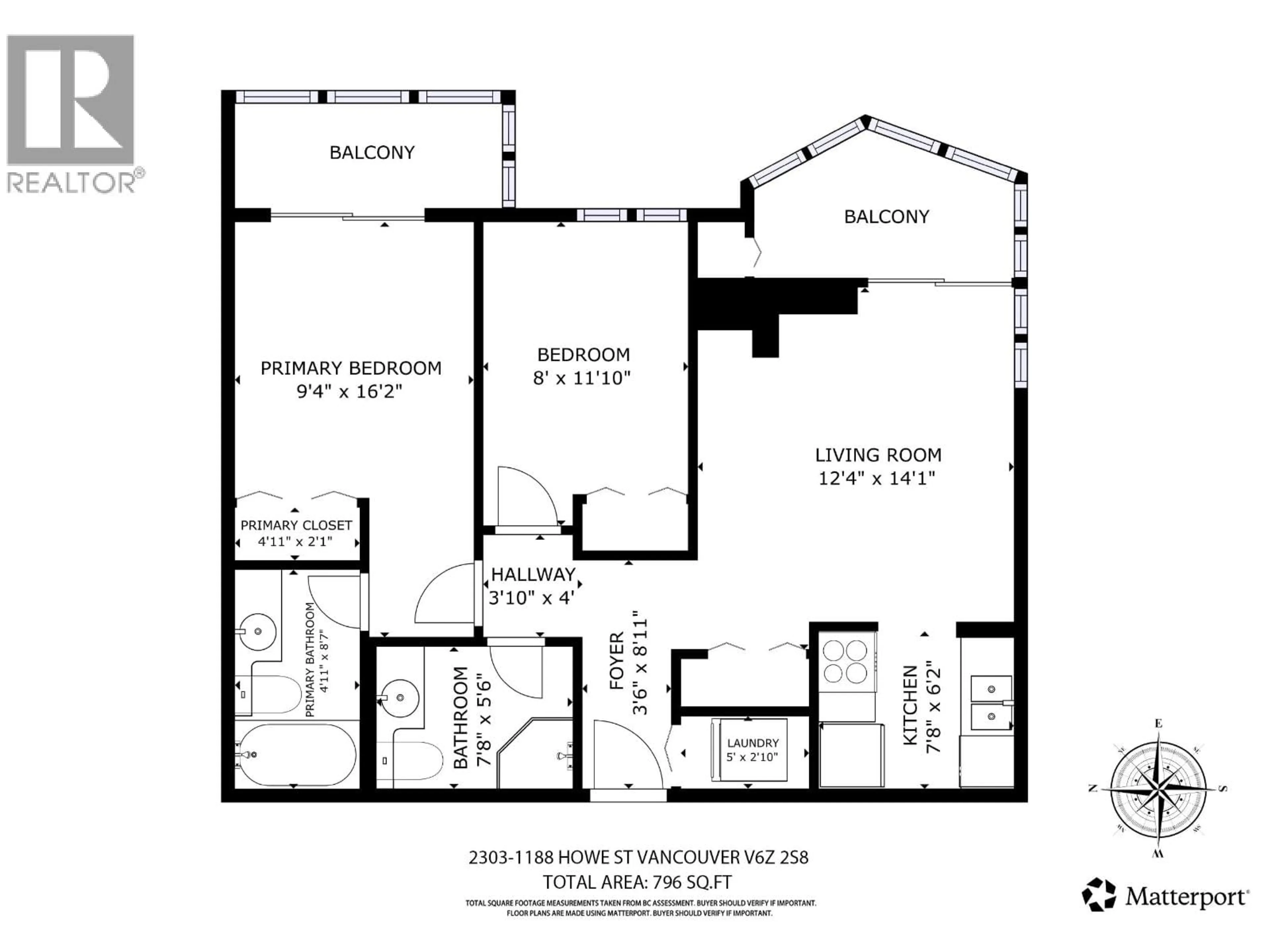 Floor plan for 2303 - 1188 HOWE STREET, Vancouver British Columbia V6Z2S8