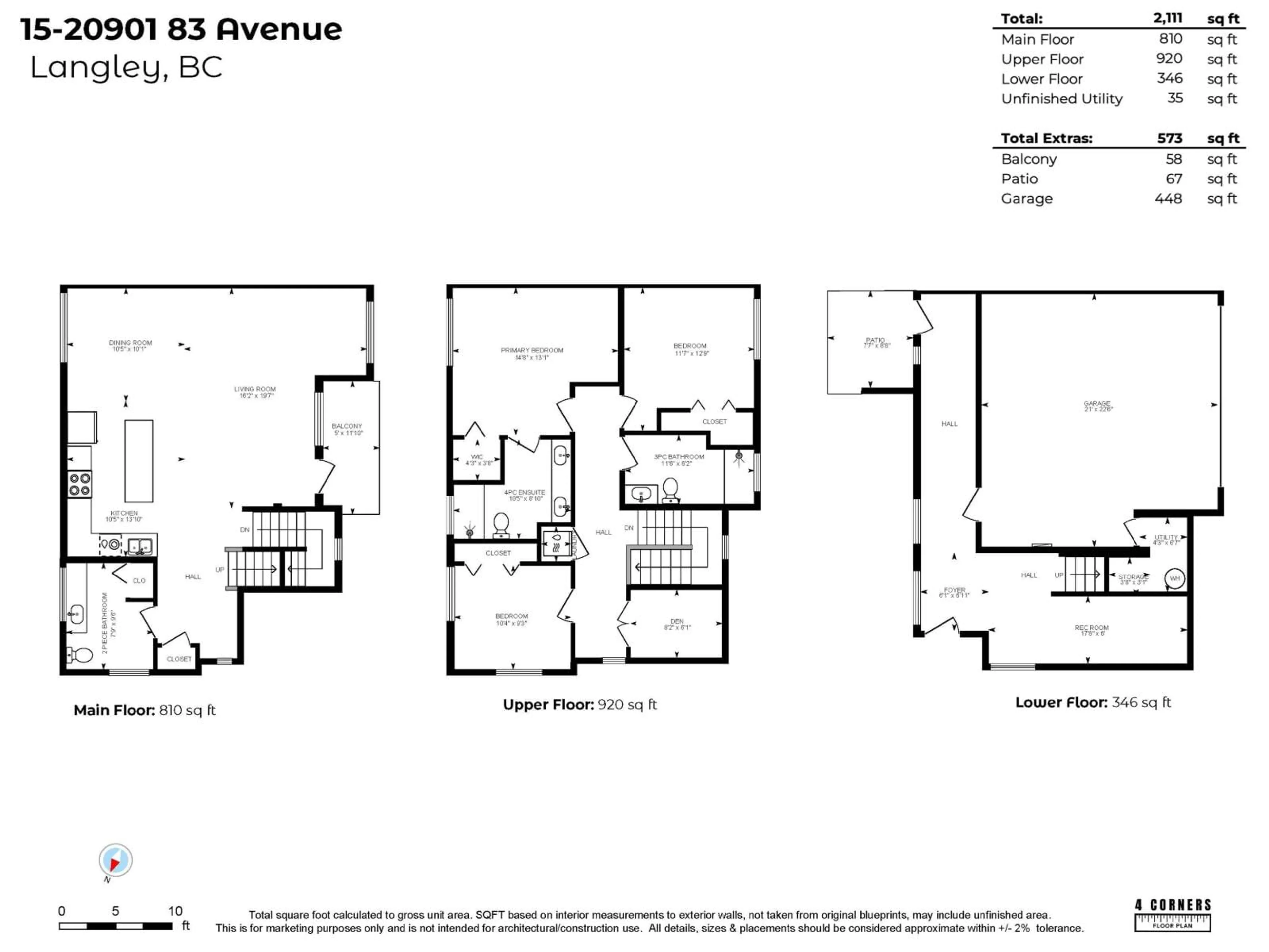 Floor plan for 15 - 20901 83 AVENUE, Langley British Columbia V2Y0W8