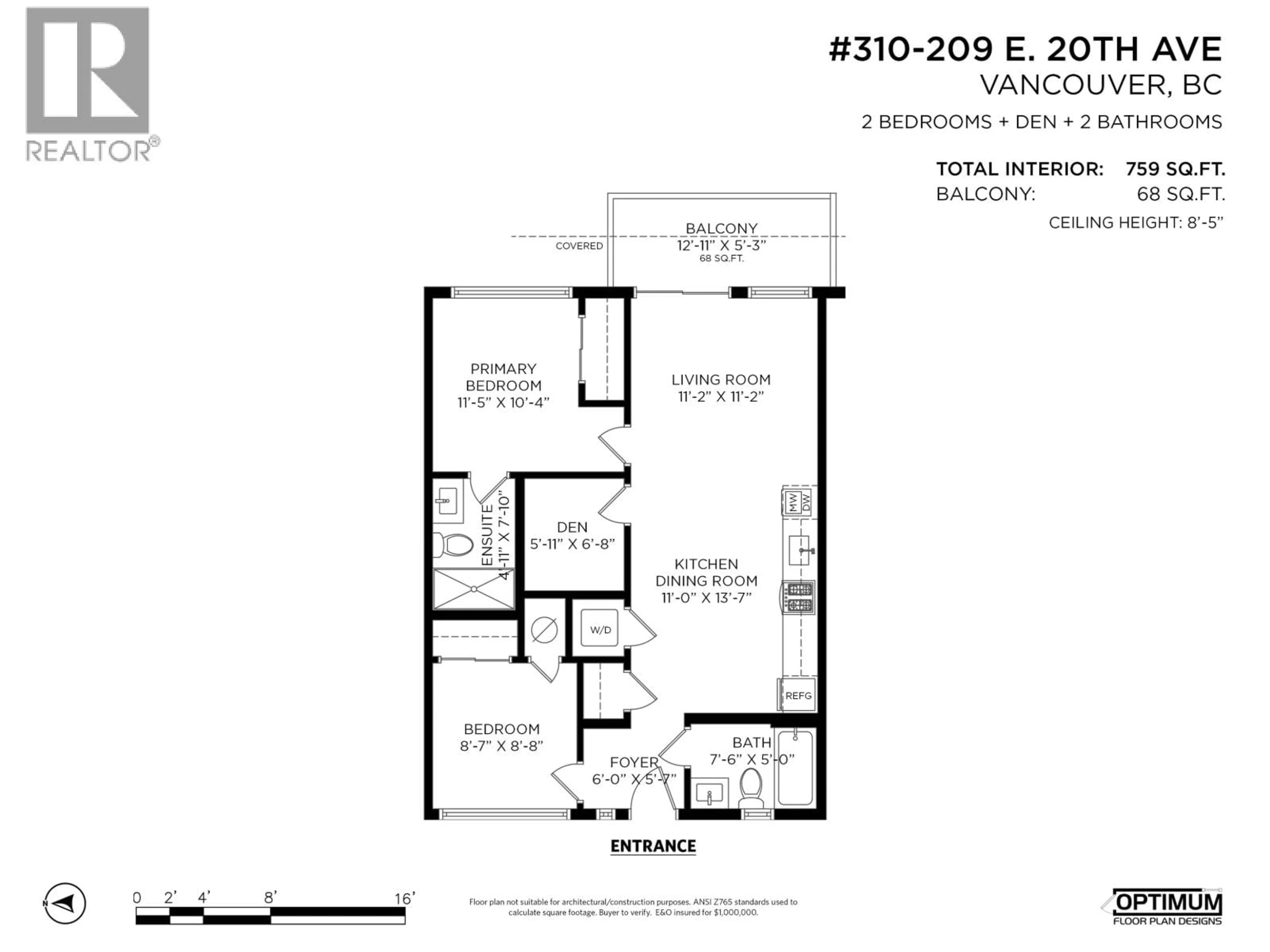 Floor plan for 310 - 209 20TH AVENUE, Vancouver British Columbia V5V1M2