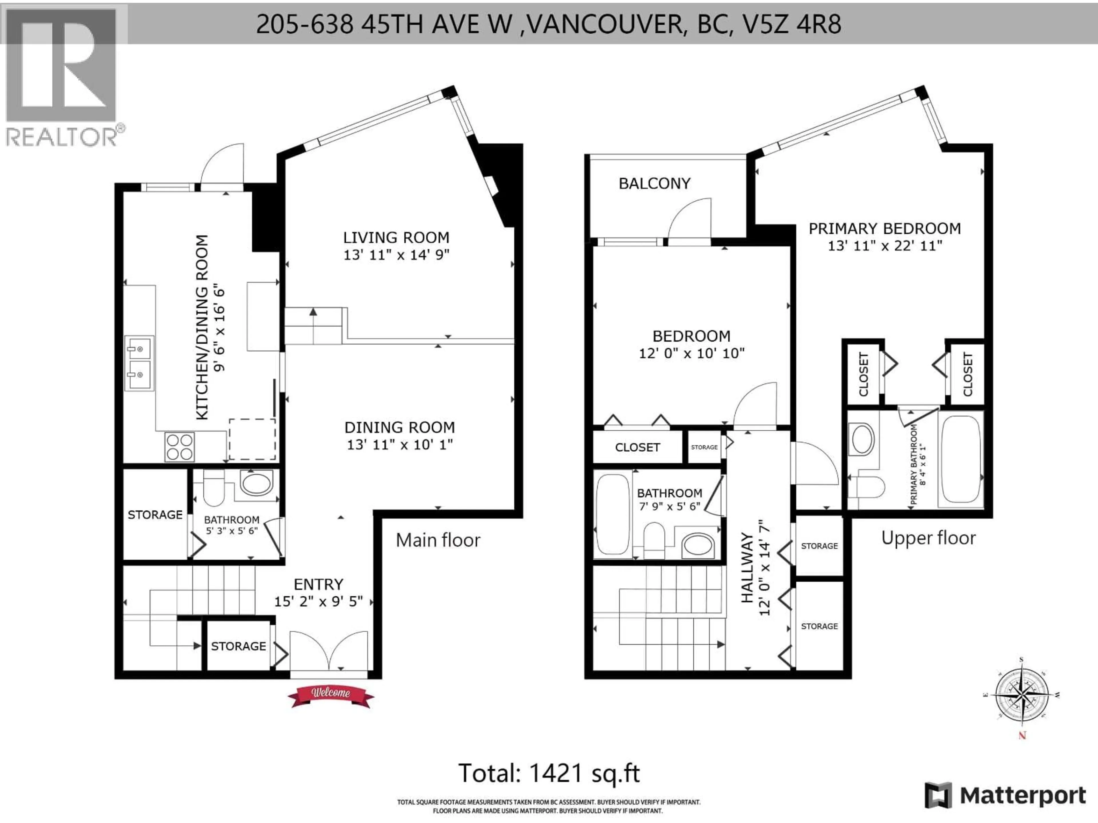 Floor plan for 205 - 638 45TH AVENUE, Vancouver British Columbia V5Z4R8