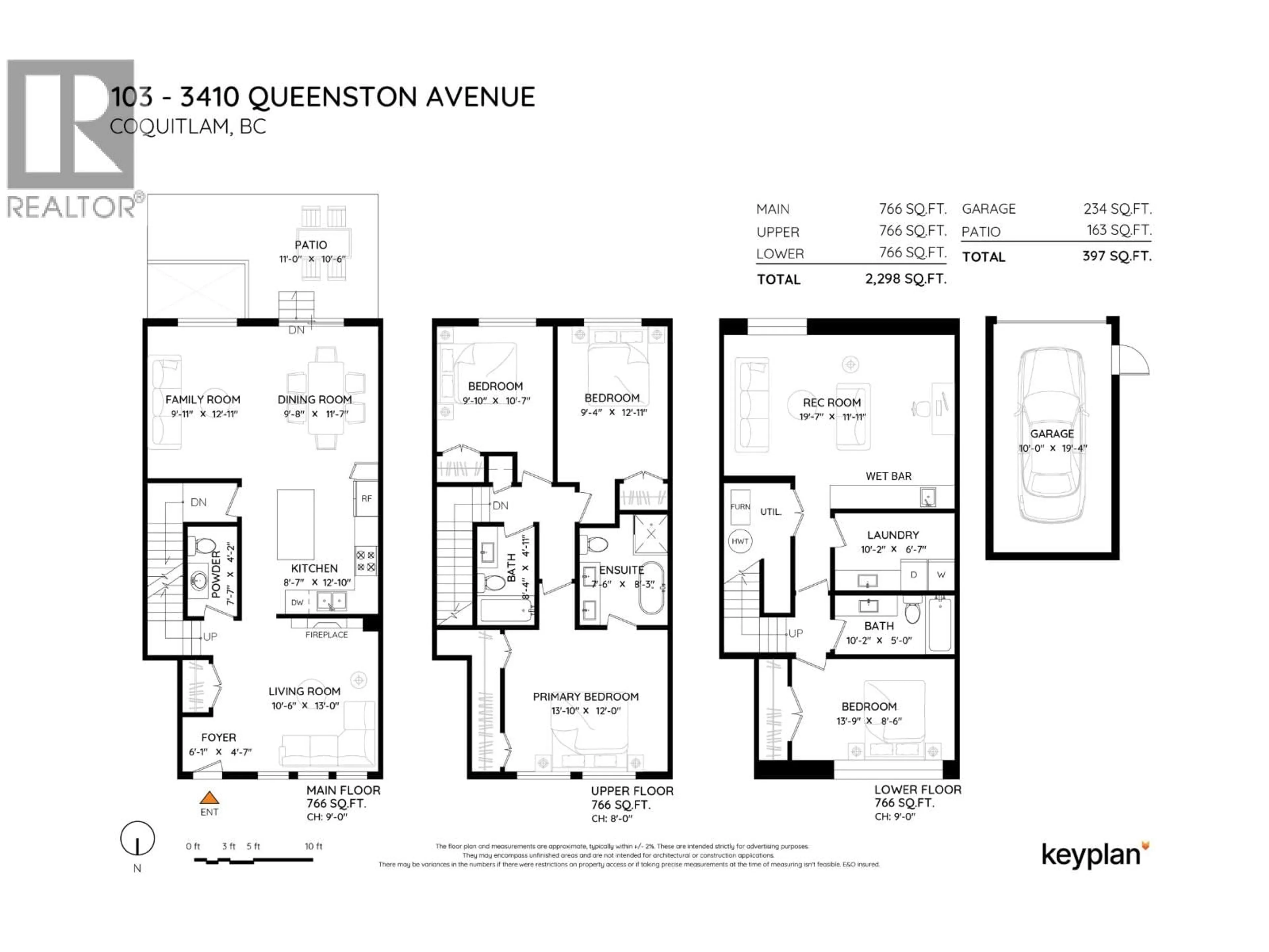 Floor plan for 103 - 3410 QUEENSTON AVENUE, Coquitlam British Columbia V3E3H1