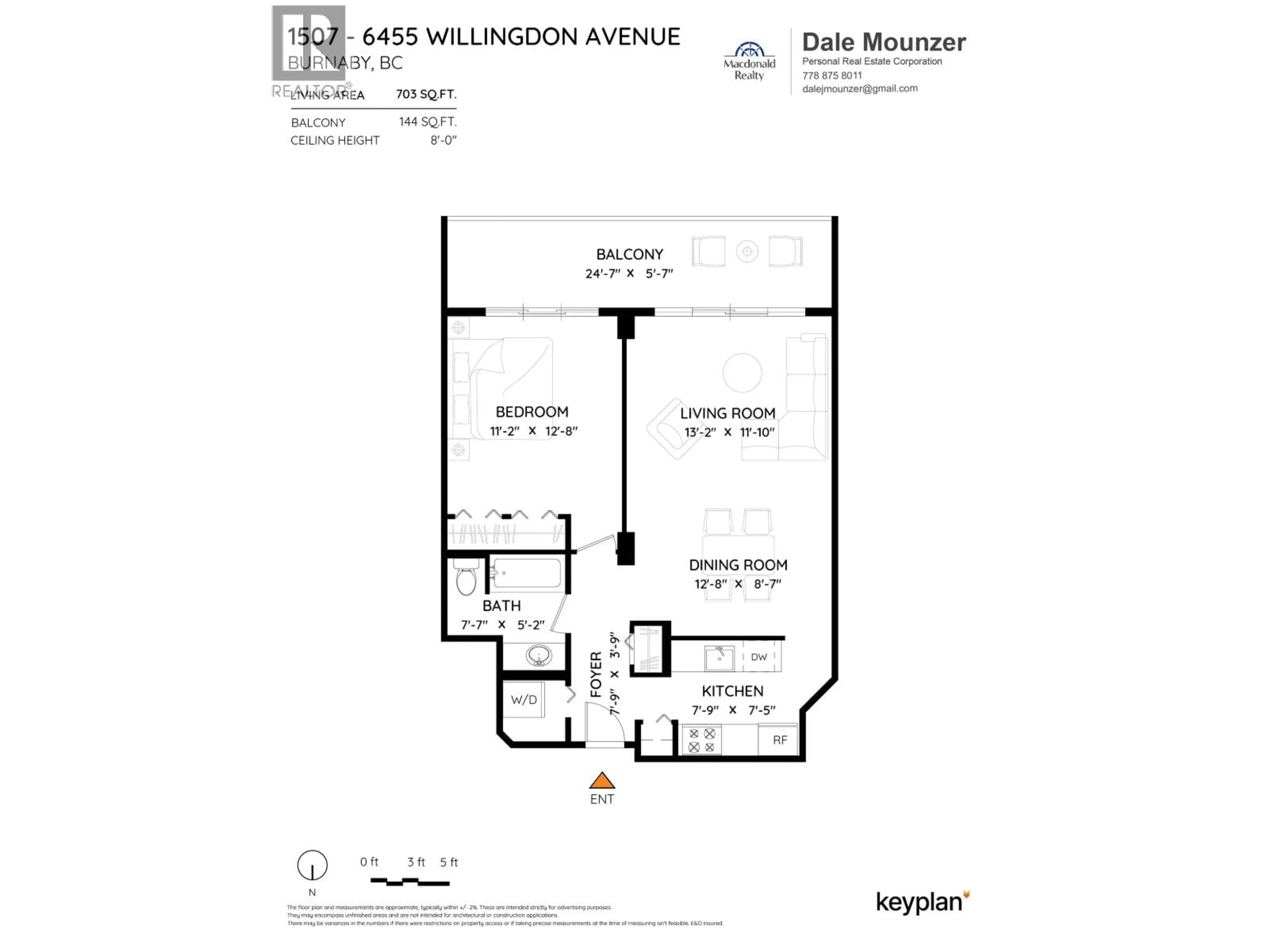Floor plan for 1507 - 6455 WILLINGDON AVENUE, Burnaby British Columbia V5H4E4