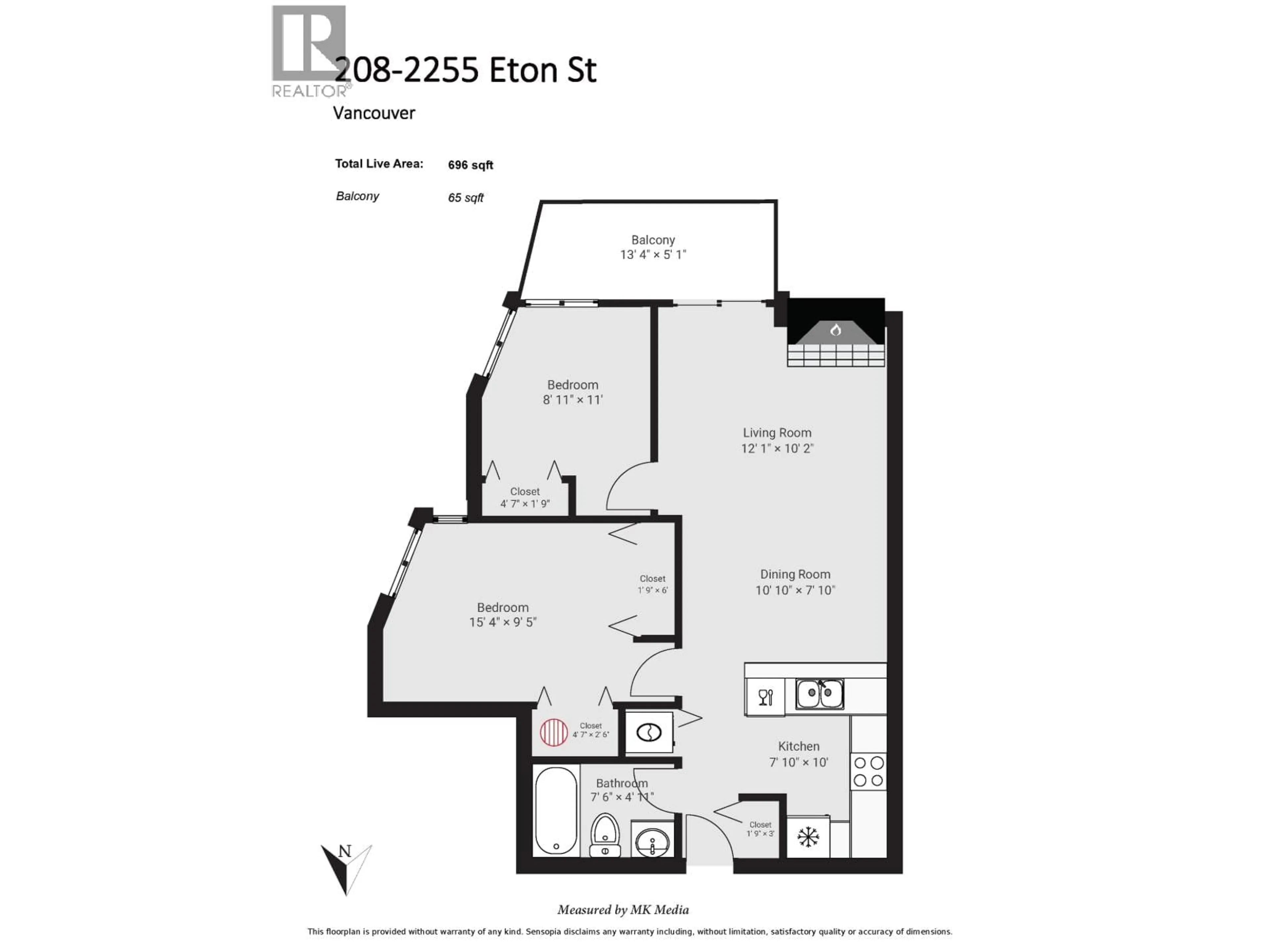 Floor plan for 208 - 2255 ETON STREET, Vancouver British Columbia V5L1C9