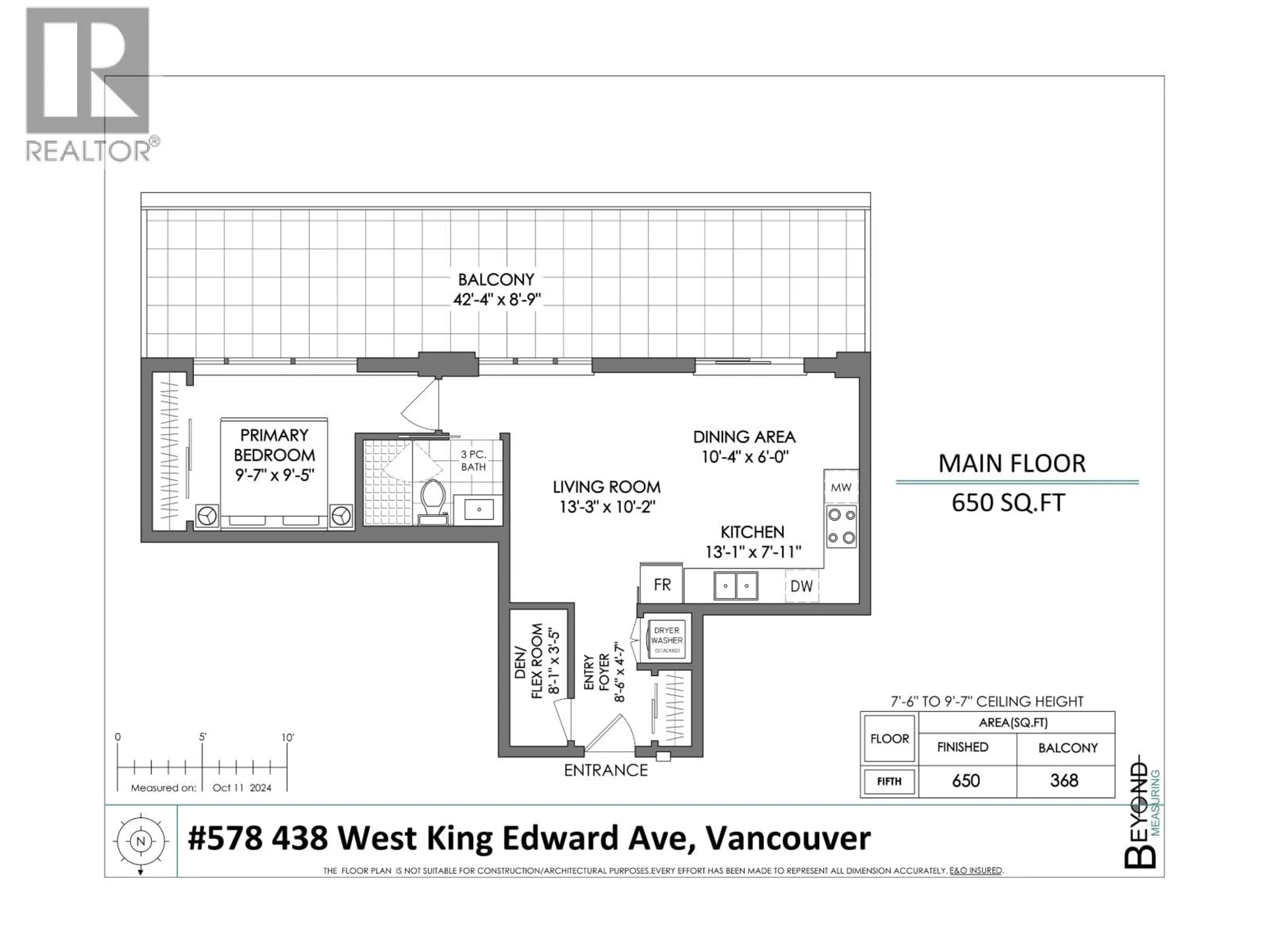 Floor plan for 578 - 438 KING EDWARD AVENUE, Vancouver British Columbia V5Y0M5