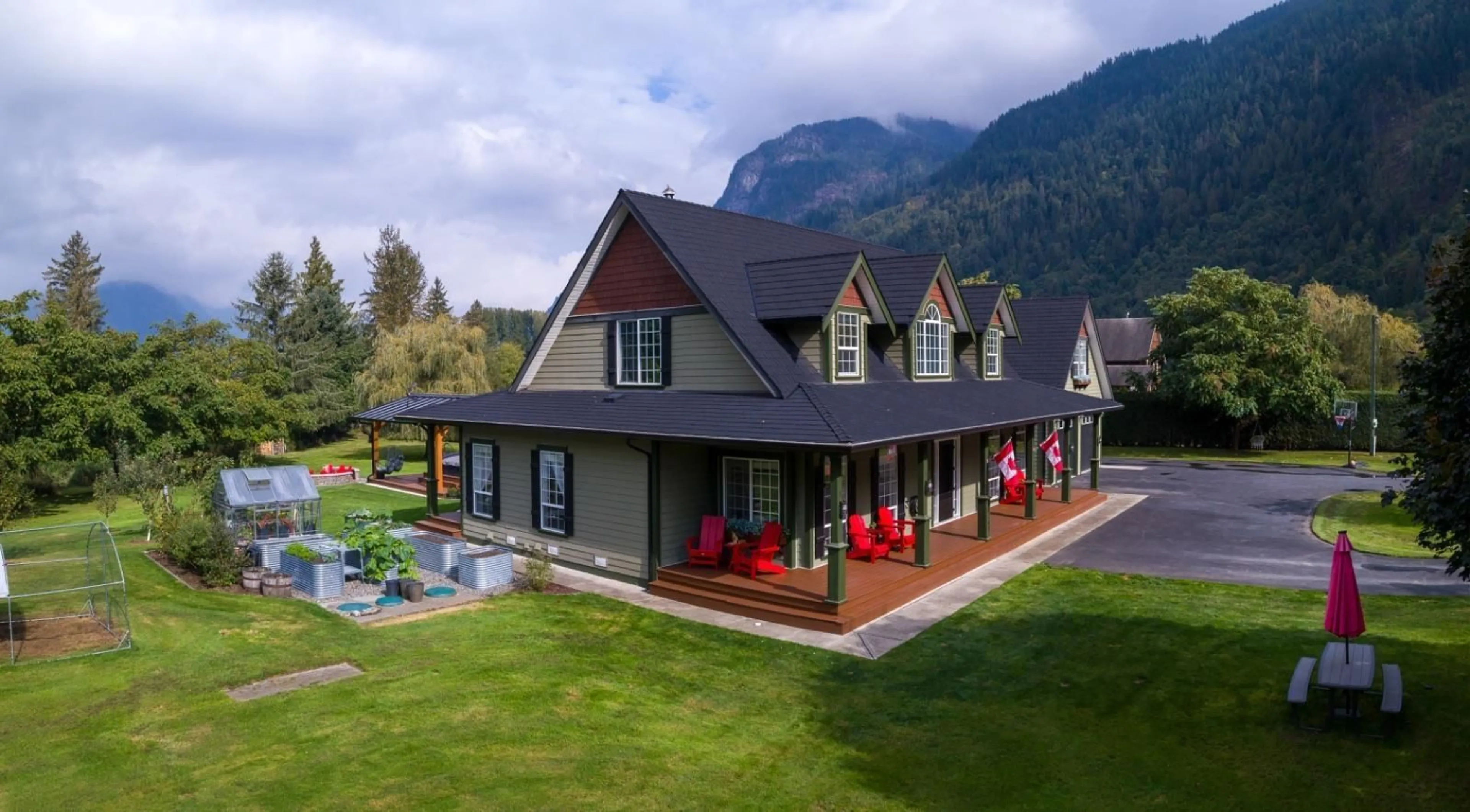 A pic from outside/outdoor area/front of a property/back of a property/a pic from drone, mountain view for 58241 FANCHER ROAD, Laidlaw British Columbia V0X1L2