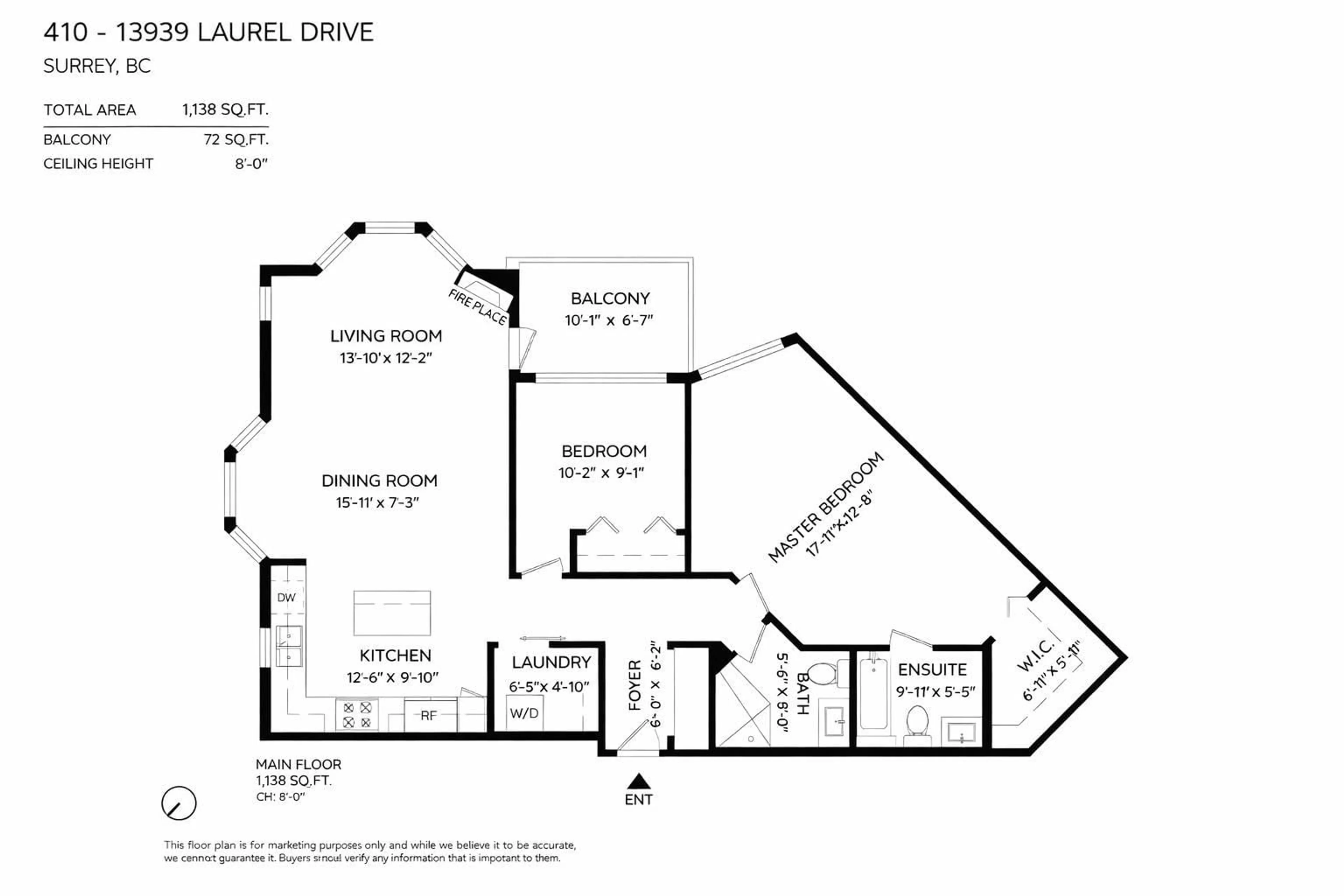 Floor plan for 410 - 13939 LAUREL DRIVE, Surrey British Columbia V3T1A8