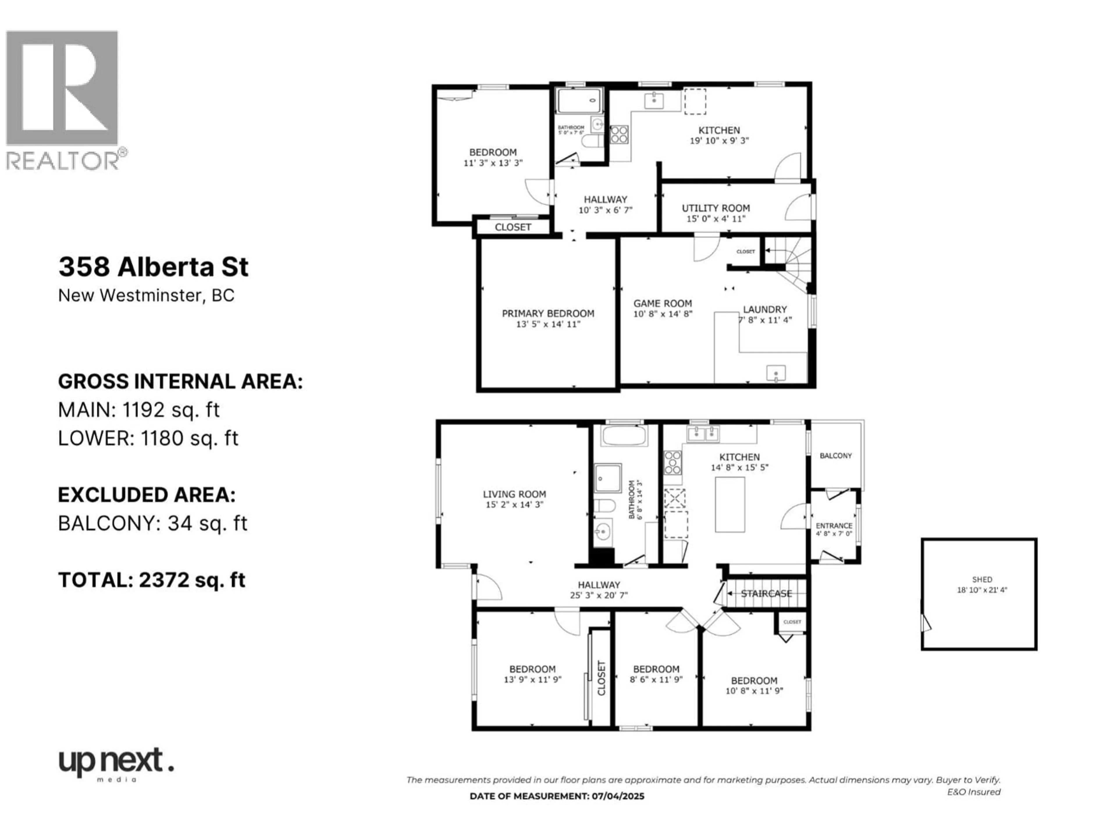 Floor plan for 358 ALBERTA STREET, New Westminster British Columbia V3L3J5