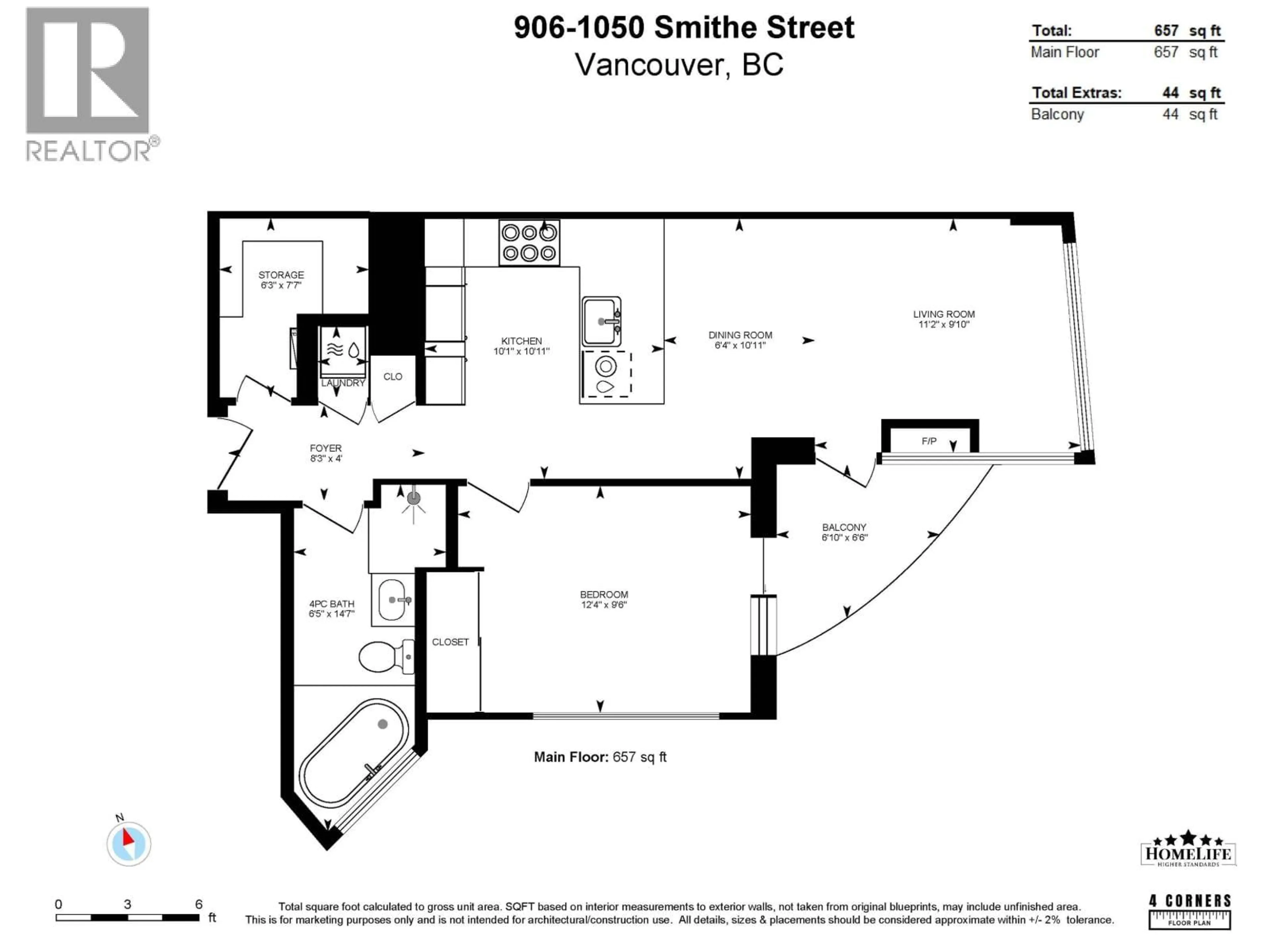 Floor plan for 906 - 1050 SMITHE STREET, Vancouver British Columbia V6E4T4