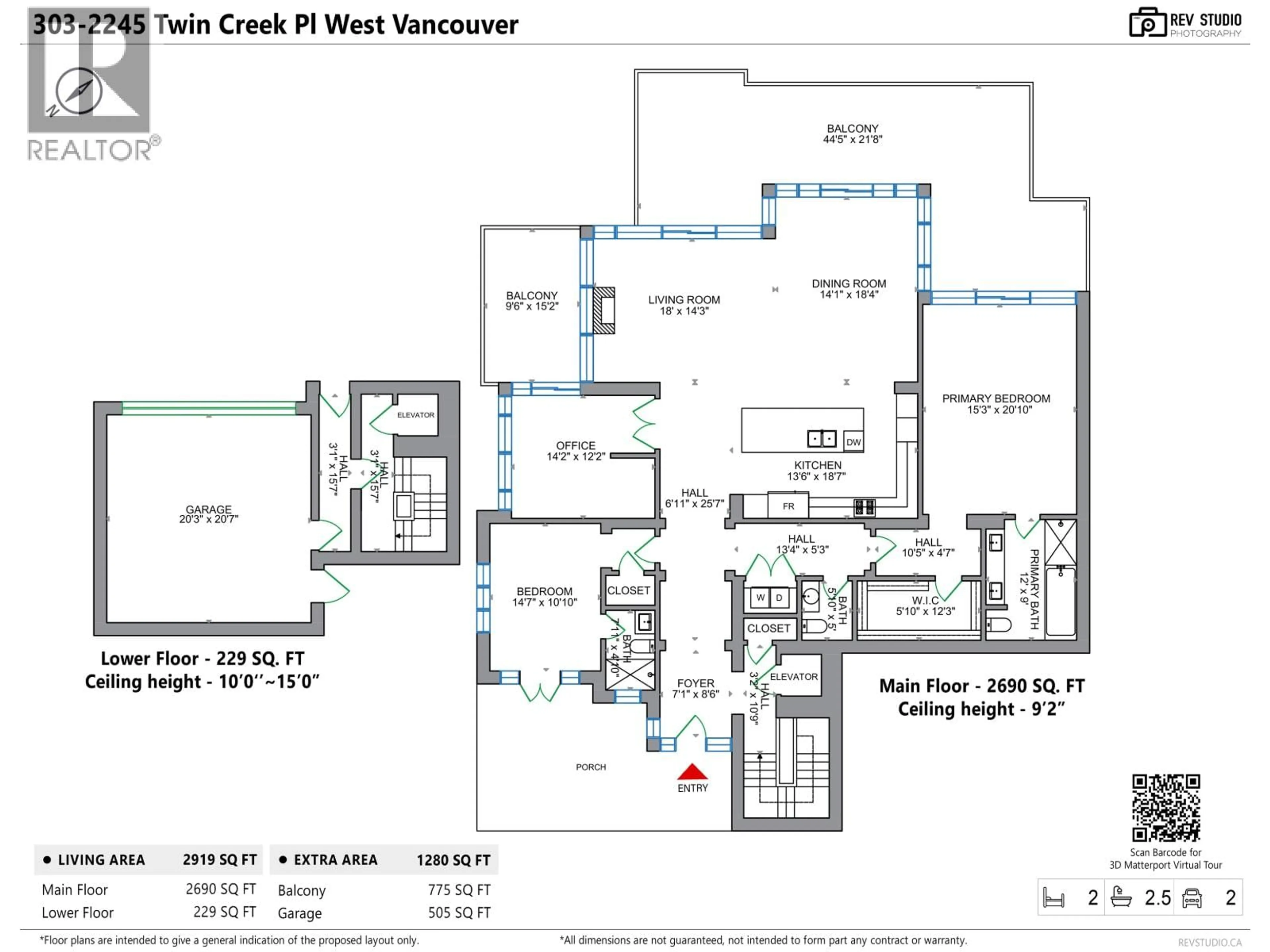 Floor plan for 303 - 2245 TWIN CREEK PLACE, West Vancouver British Columbia V7S3K4