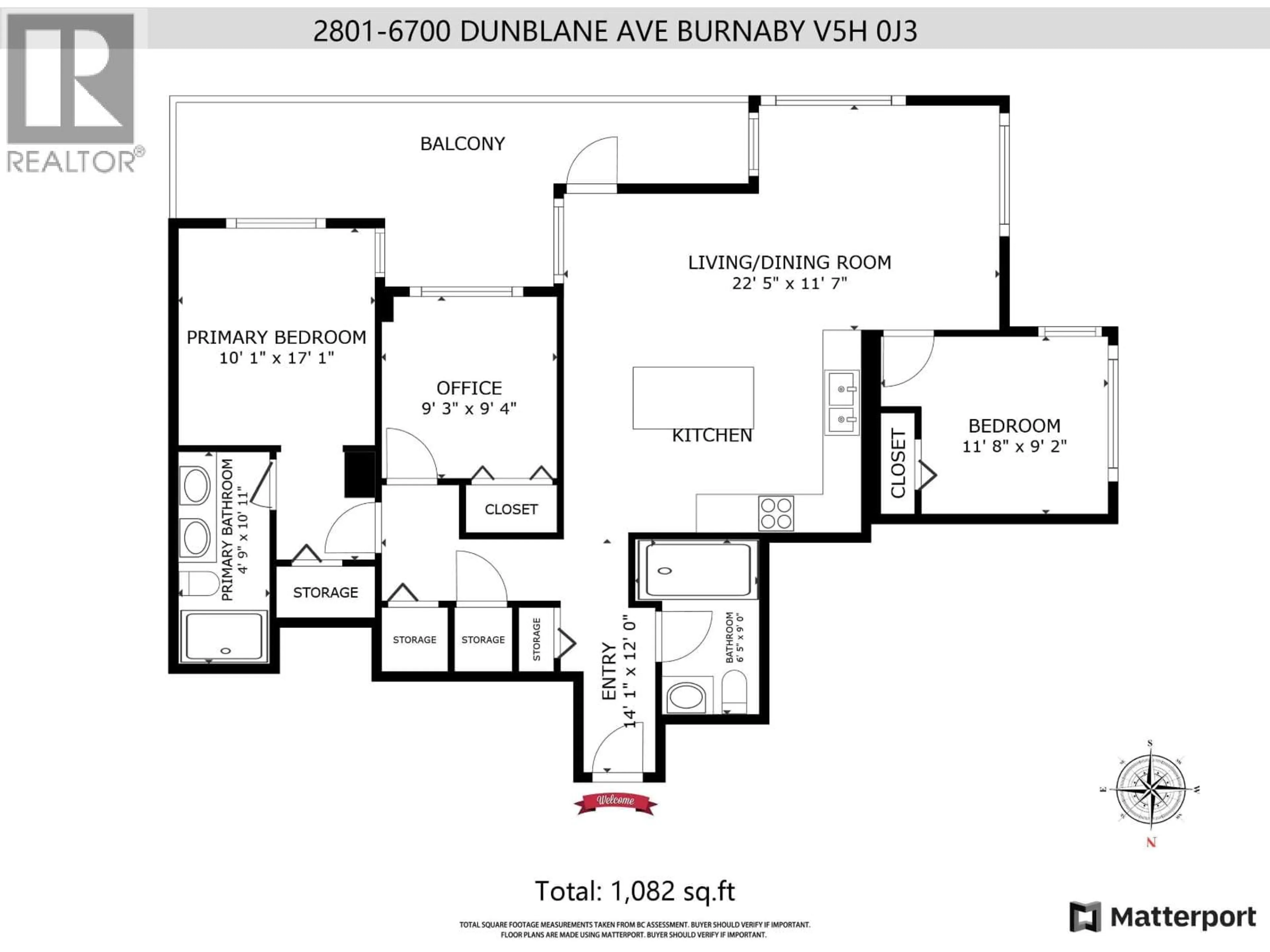 Floor plan for 2801 - 6700 DUNBLANE AVENUE, Burnaby British Columbia V5H0J3