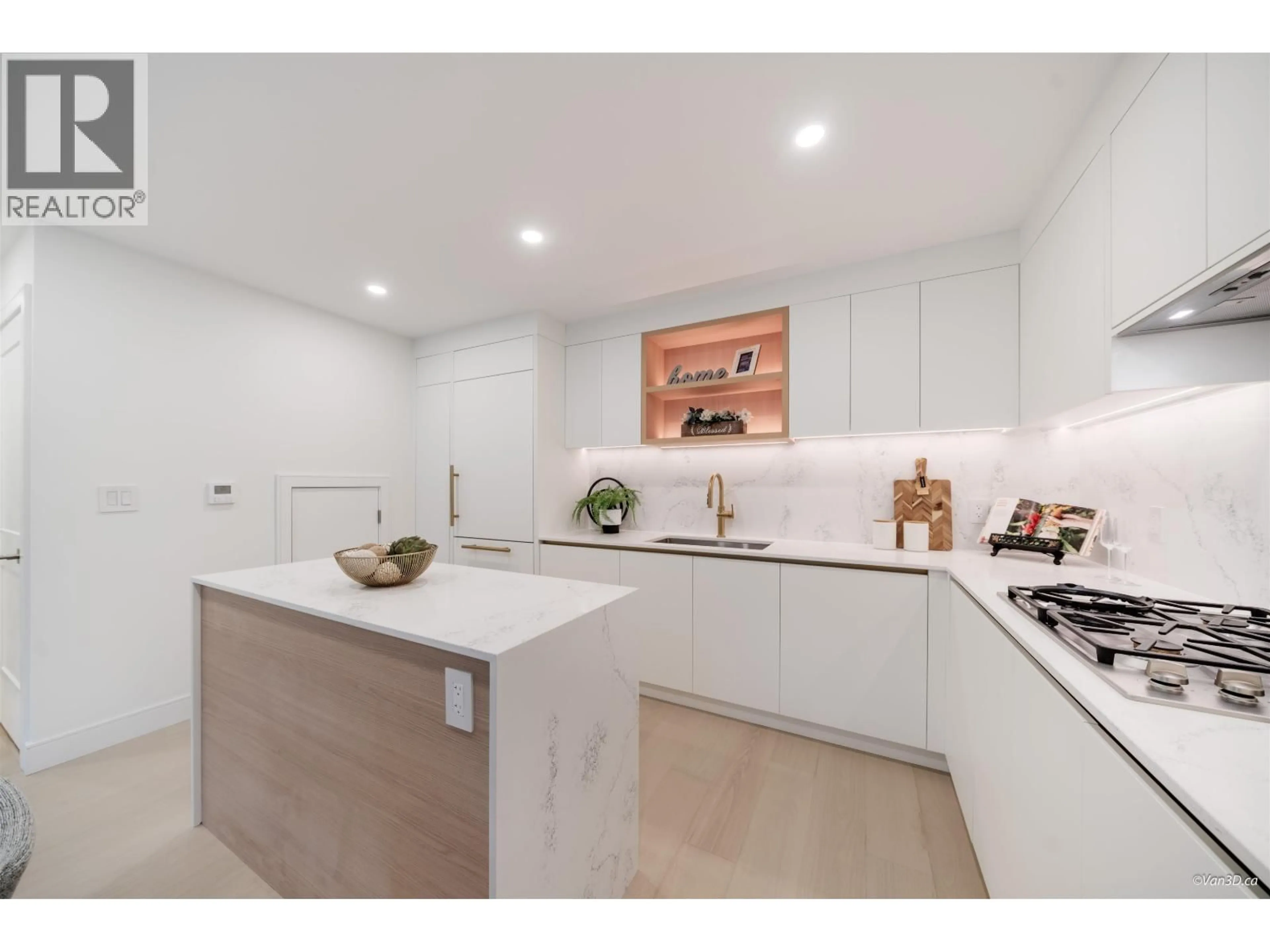Contemporary kitchen, ceramic/tile floor for 208 - 918 32ND STREET, Vancouver British Columbia V5Z2K2