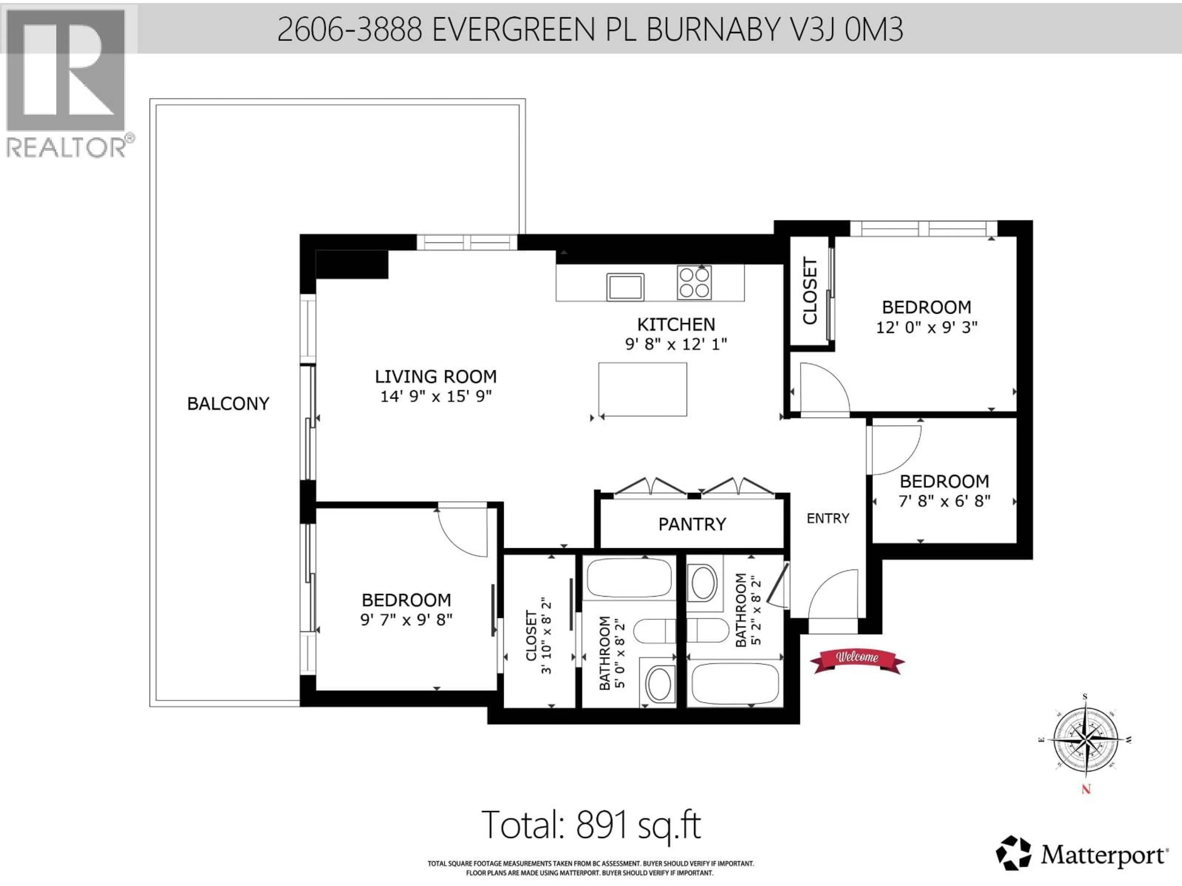 Floor plan for 2606 - 3888 EVERGREEN PLACE, Burnaby British Columbia V3J0M3