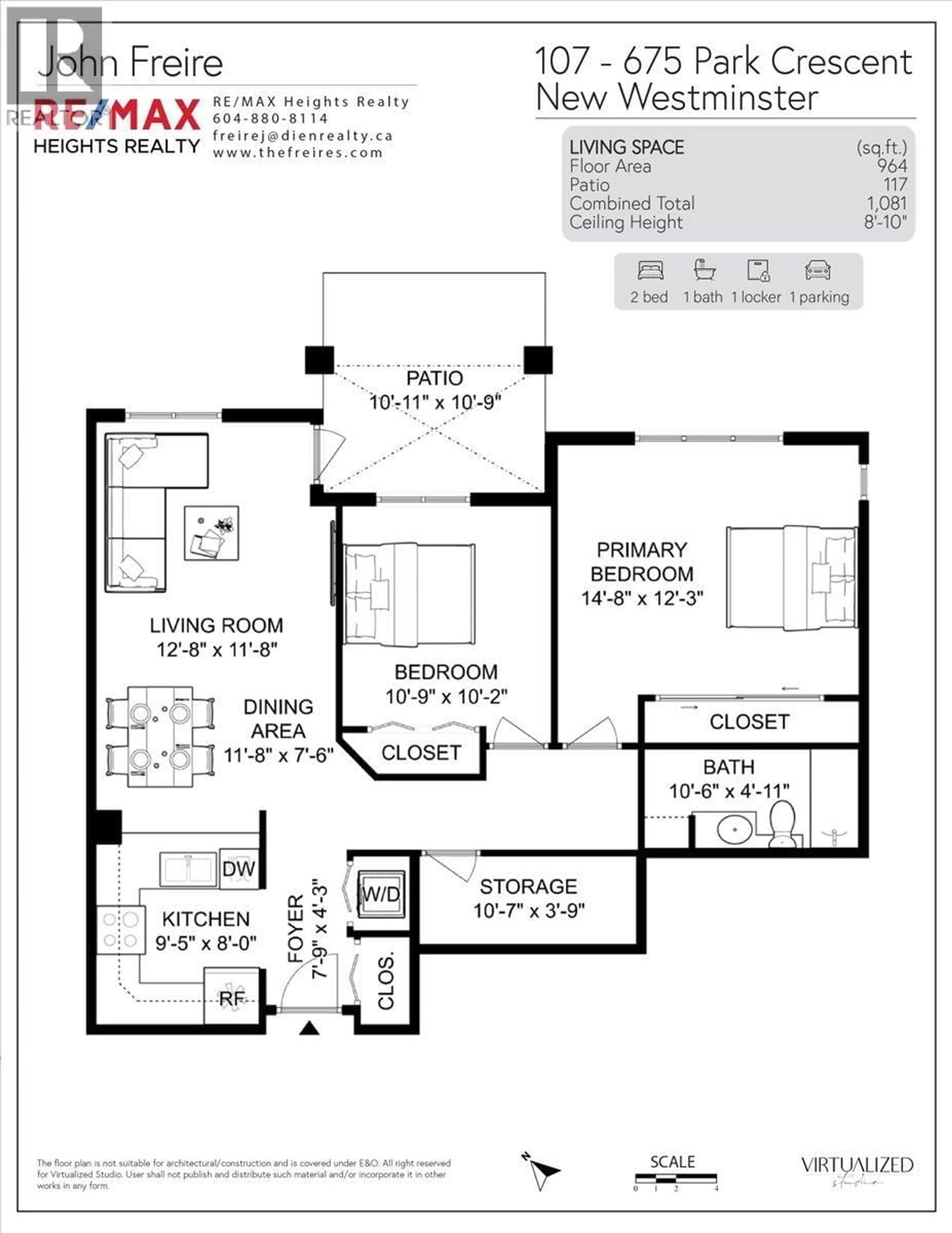 Floor plan for 107 - 675 PARK CRESCENT, New Westminster British Columbia V3L5W4