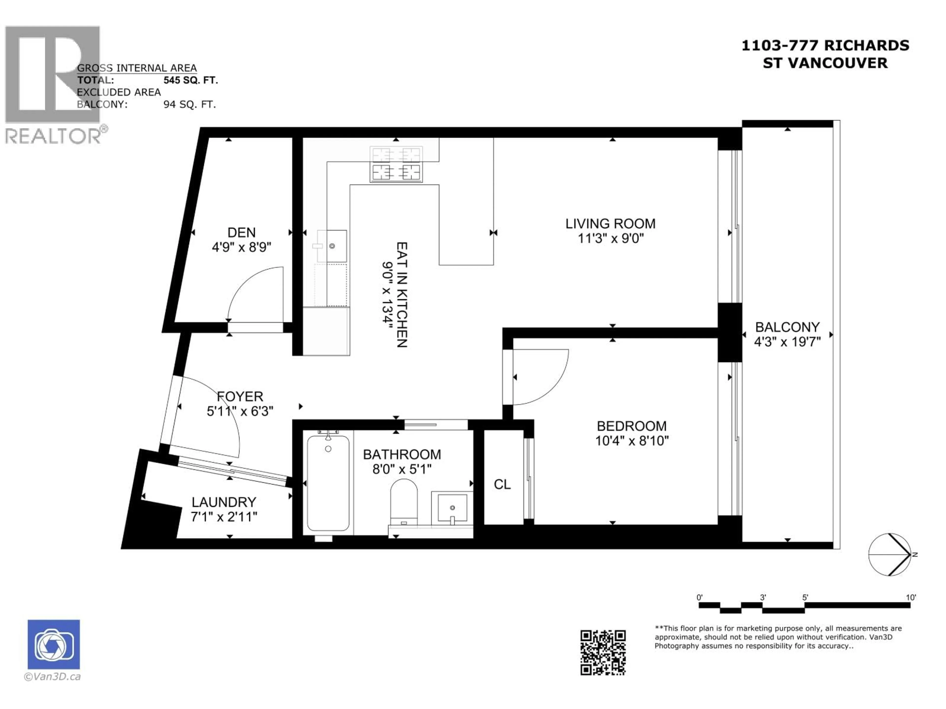 Floor plan for 1103 - 777 RICHARDS STREET, Vancouver British Columbia V6B0M6