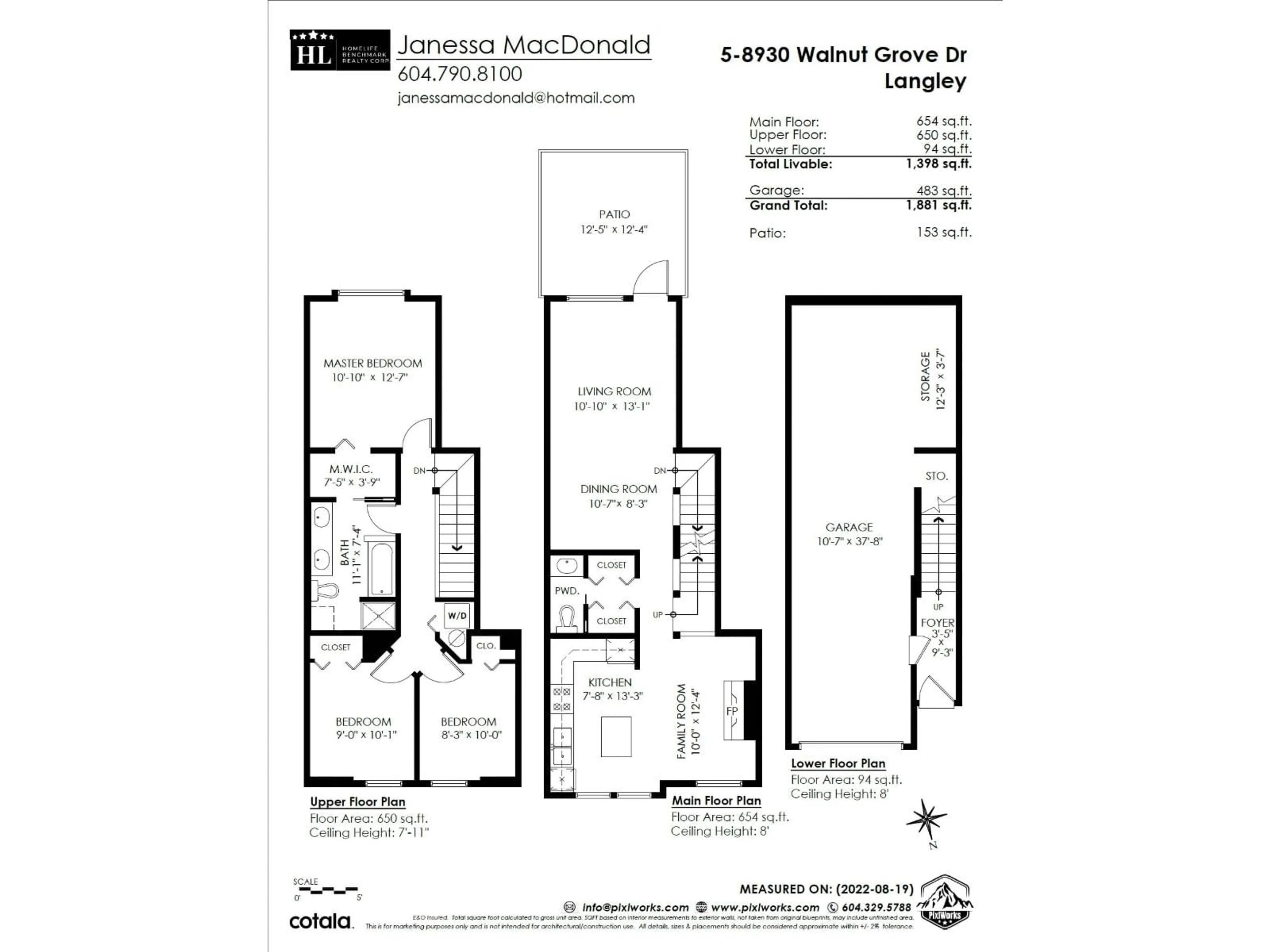 Floor plan for 5 - 8930 WALNUT GROVE DRIVE, Langley British Columbia V1M3K2