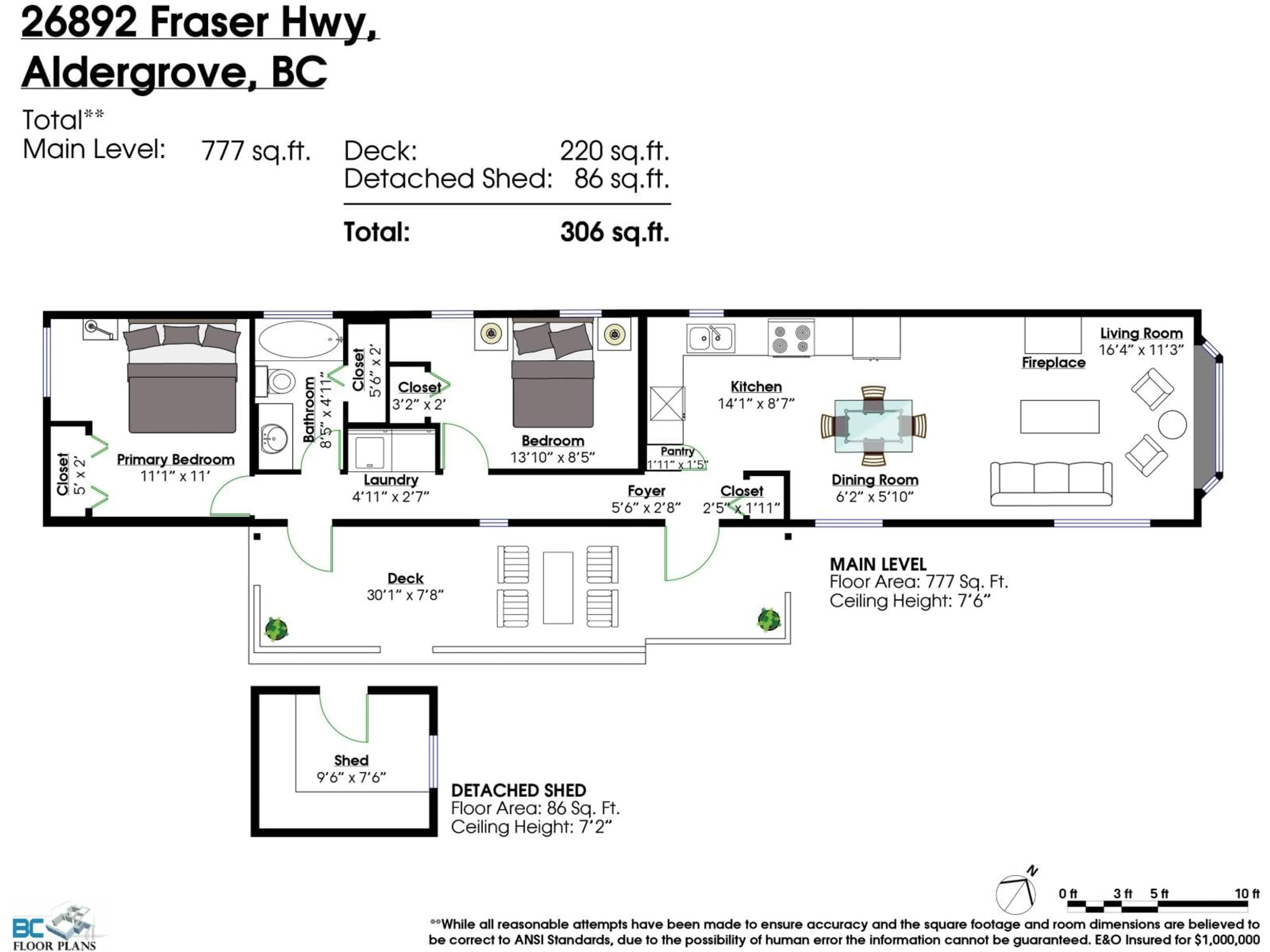 Floor plan for 18 - 26892 FRASER HIGHWAY, Langley British Columbia V4W3T5