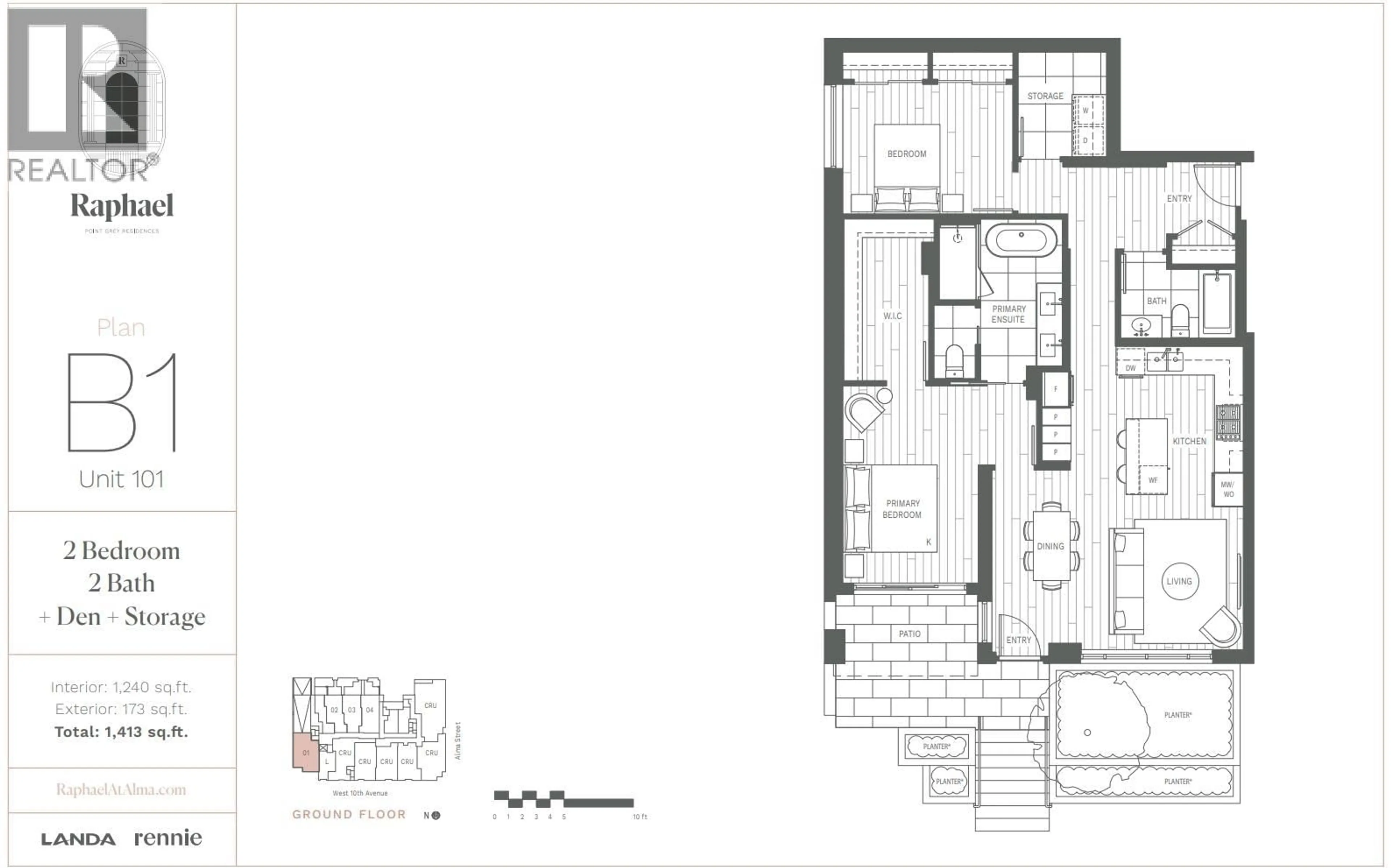 Floor plan for 101 - 3668 10TH AVENUE, Vancouver British Columbia V6R0G4