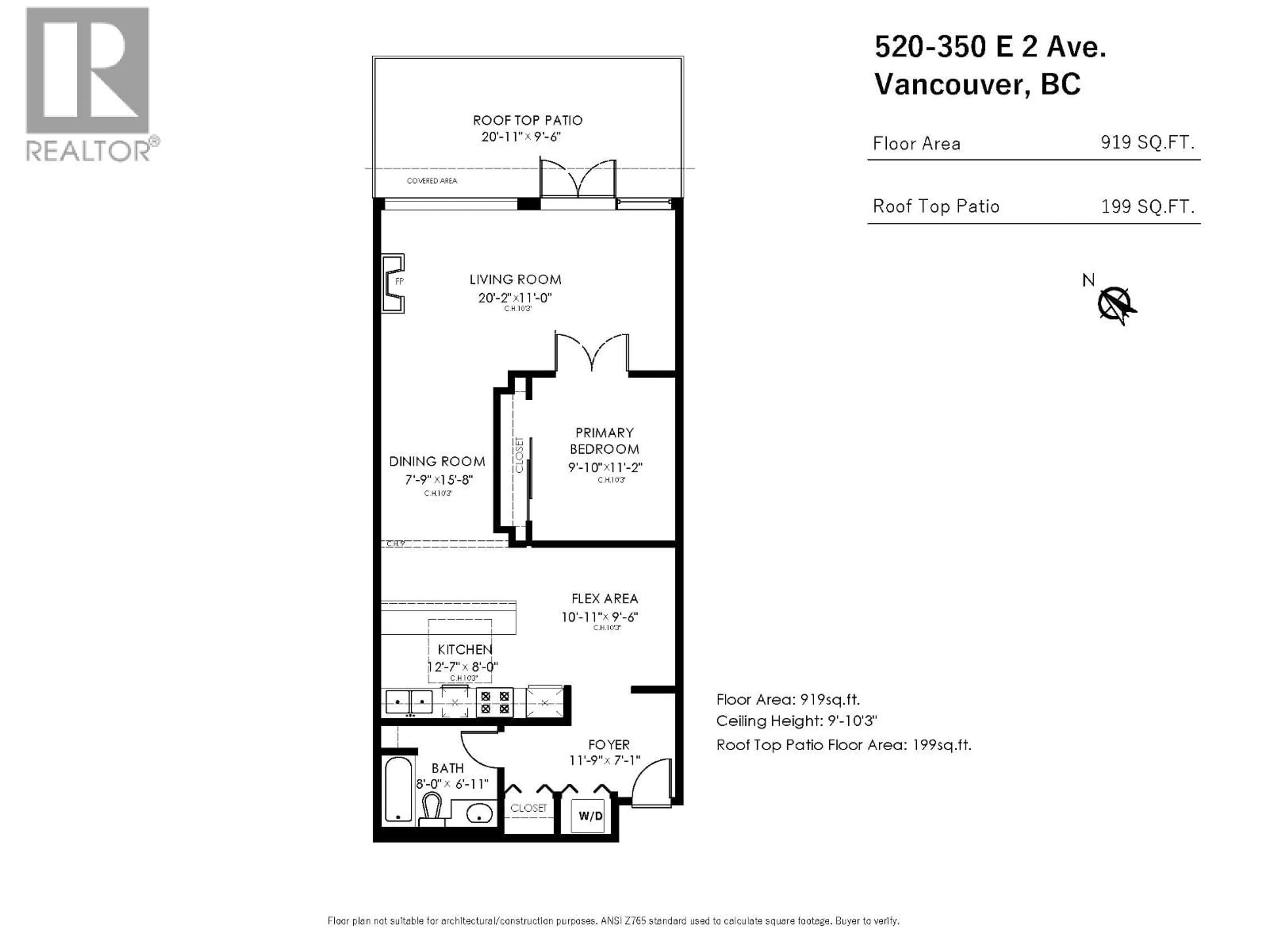Floor plan for 520 - 350 2ND AVENUE, Vancouver British Columbia V5T4R8