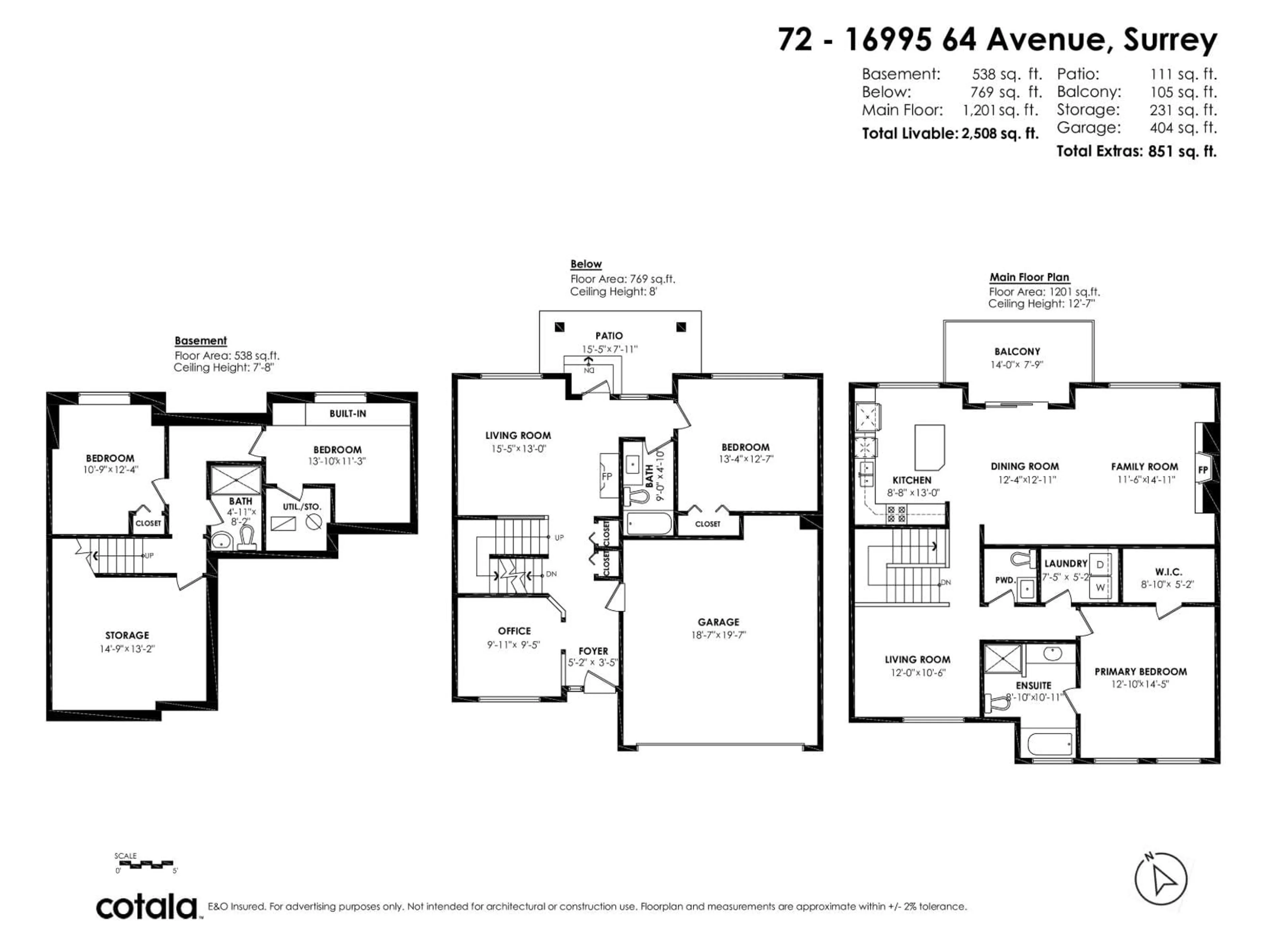 Floor plan for 72 - 16995 64 AVENUE, Surrey British Columbia V3S0V9