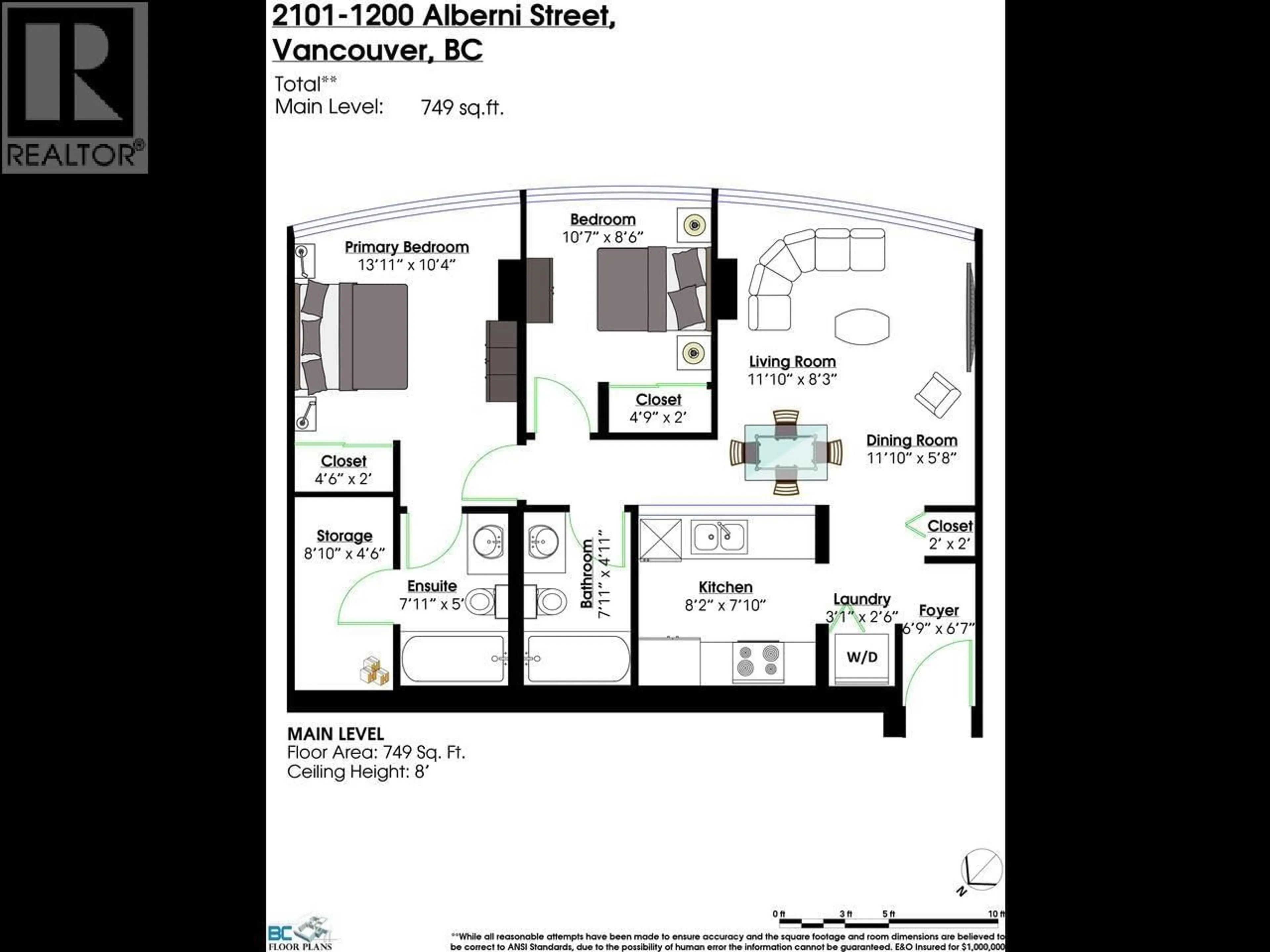 Floor plan for 2101 - 1200 ALBERNI STREET, Vancouver British Columbia V6E1A6