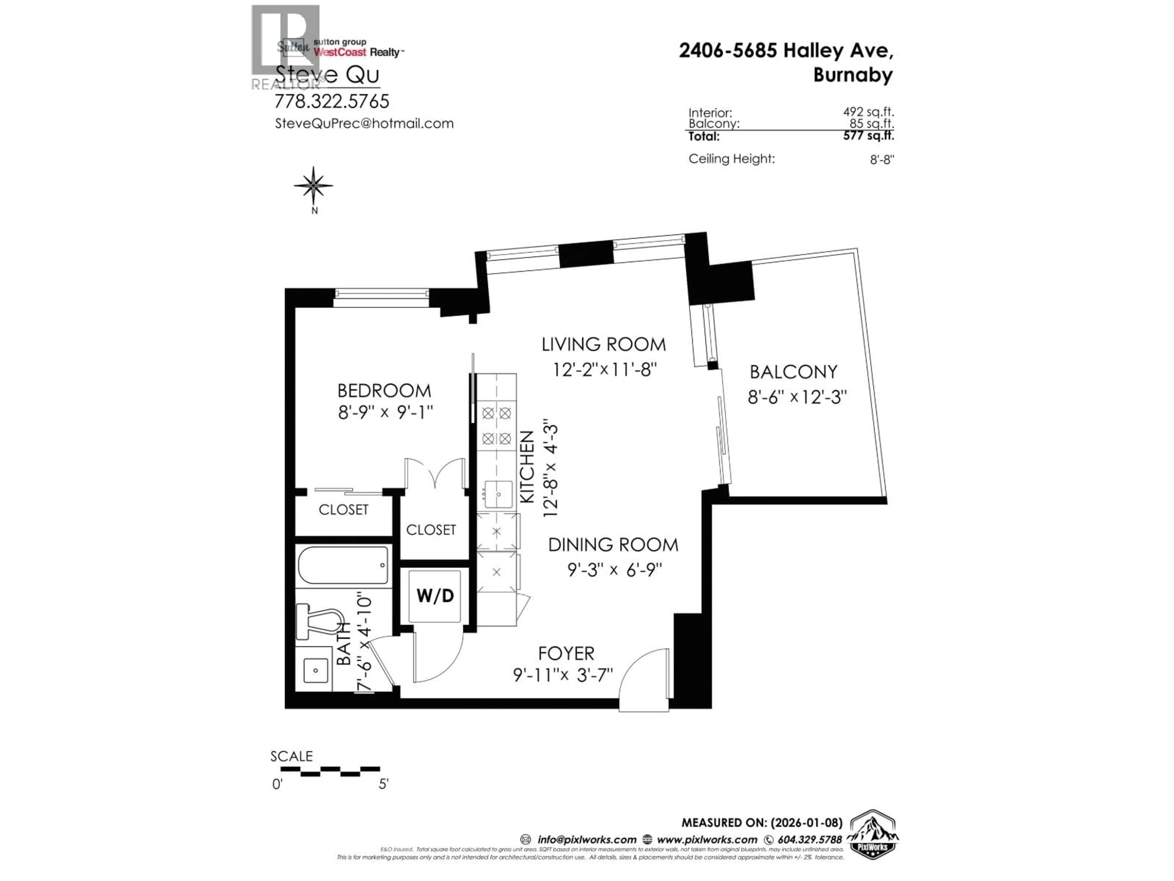 Floor plan for 2406 - 5685 HALLEY AVENUE, Burnaby British Columbia V5H0L9