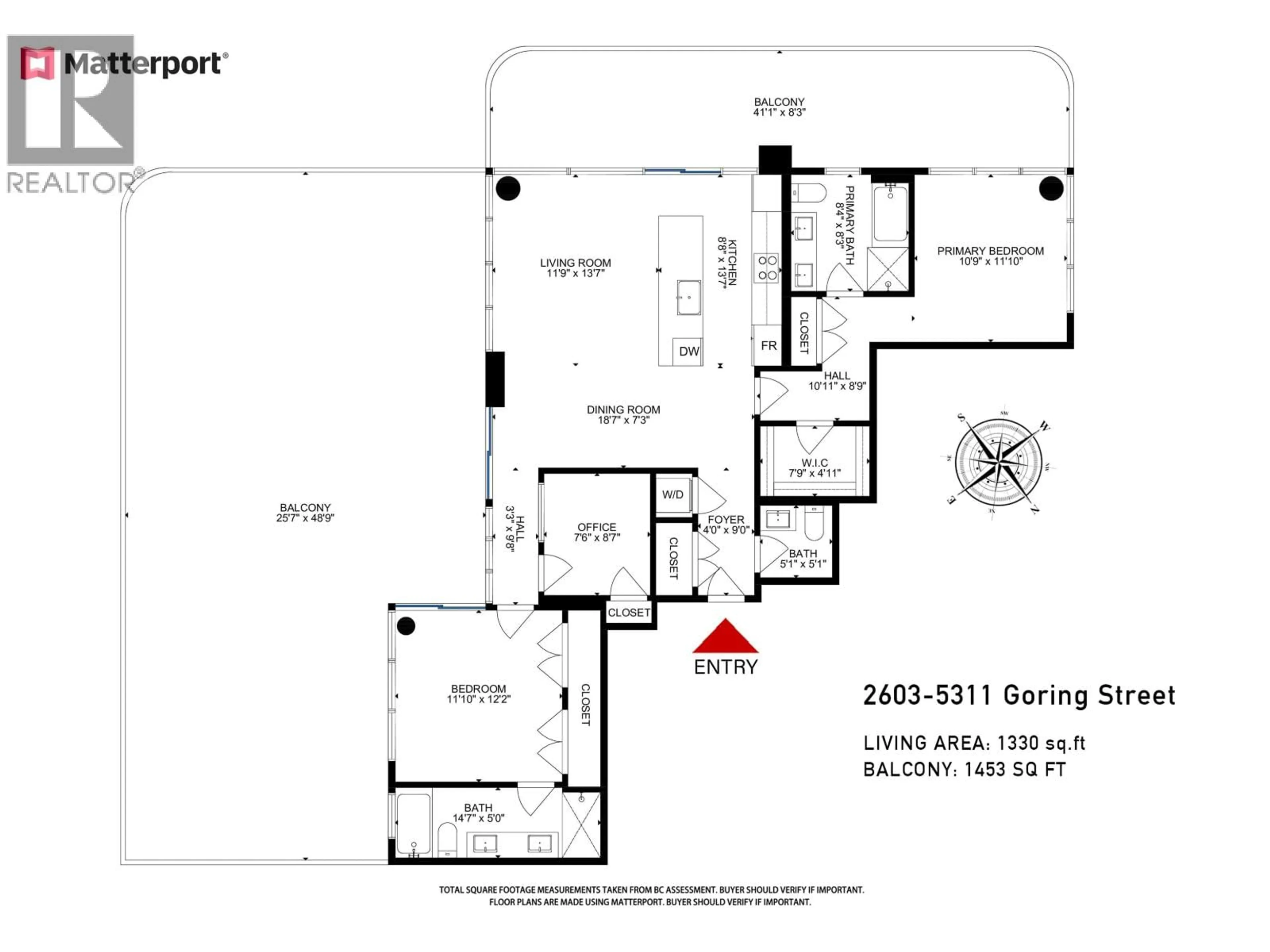 Floor plan for 2603 - 5311 GORING STREET, Burnaby British Columbia V5B0B5