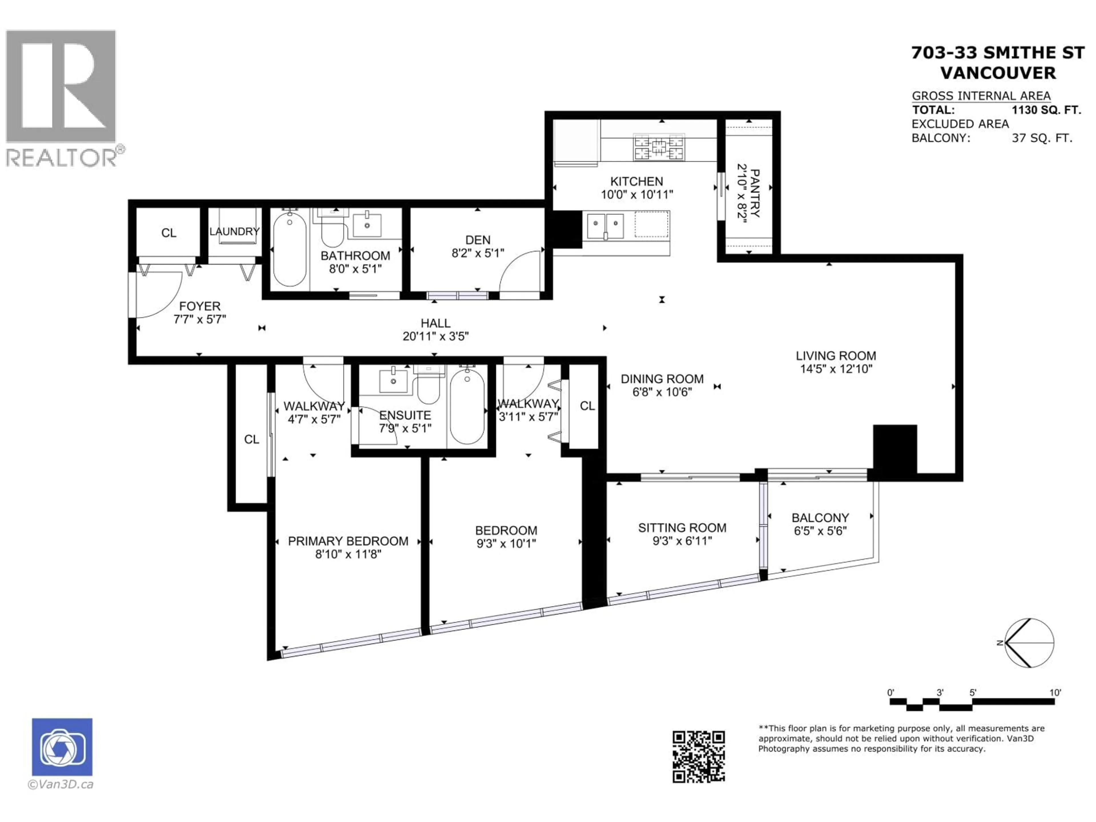Floor plan for 703 - 33 SMITHE STREET, Vancouver British Columbia V6B0B5