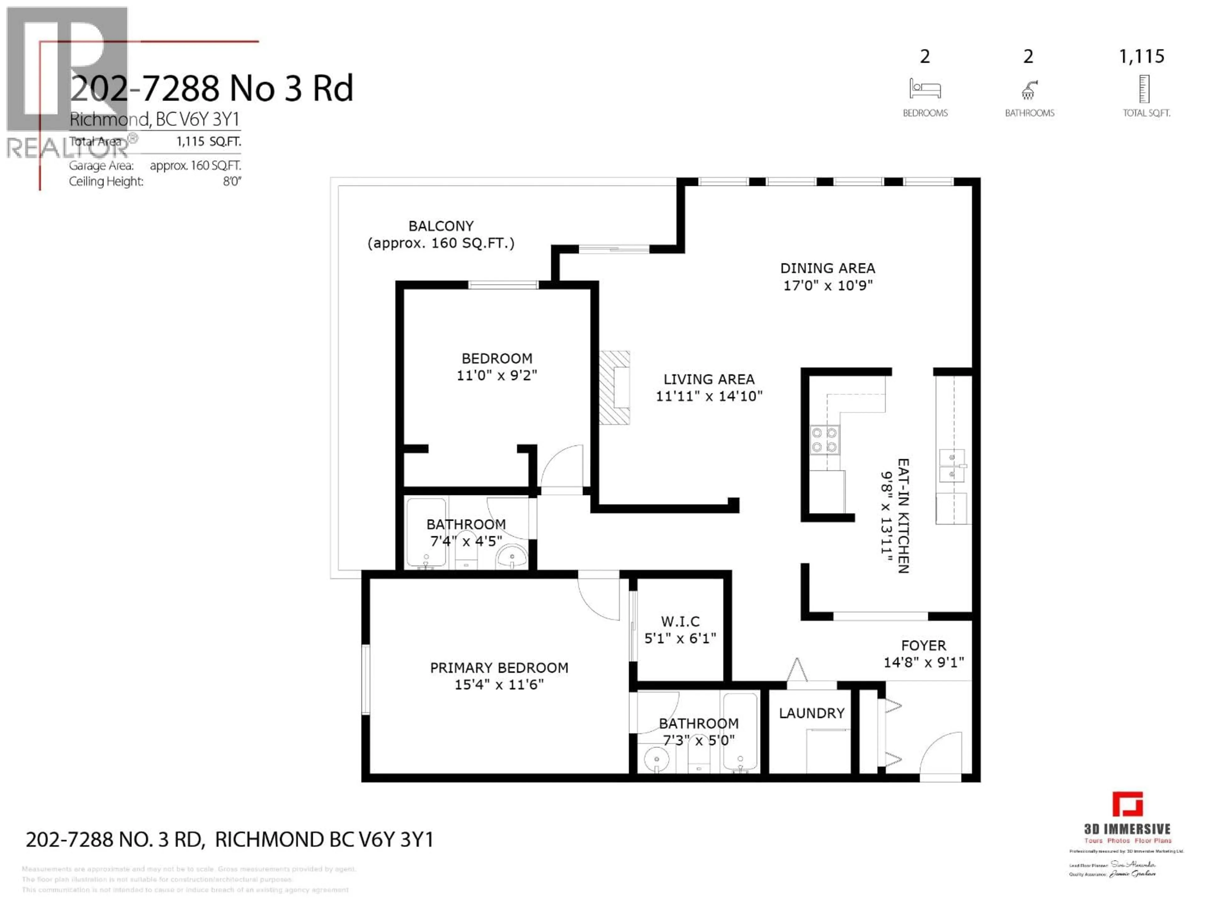 Floor plan for 202 - 7288 NO. 3 ROAD, Richmond British Columbia V6Y3Y1